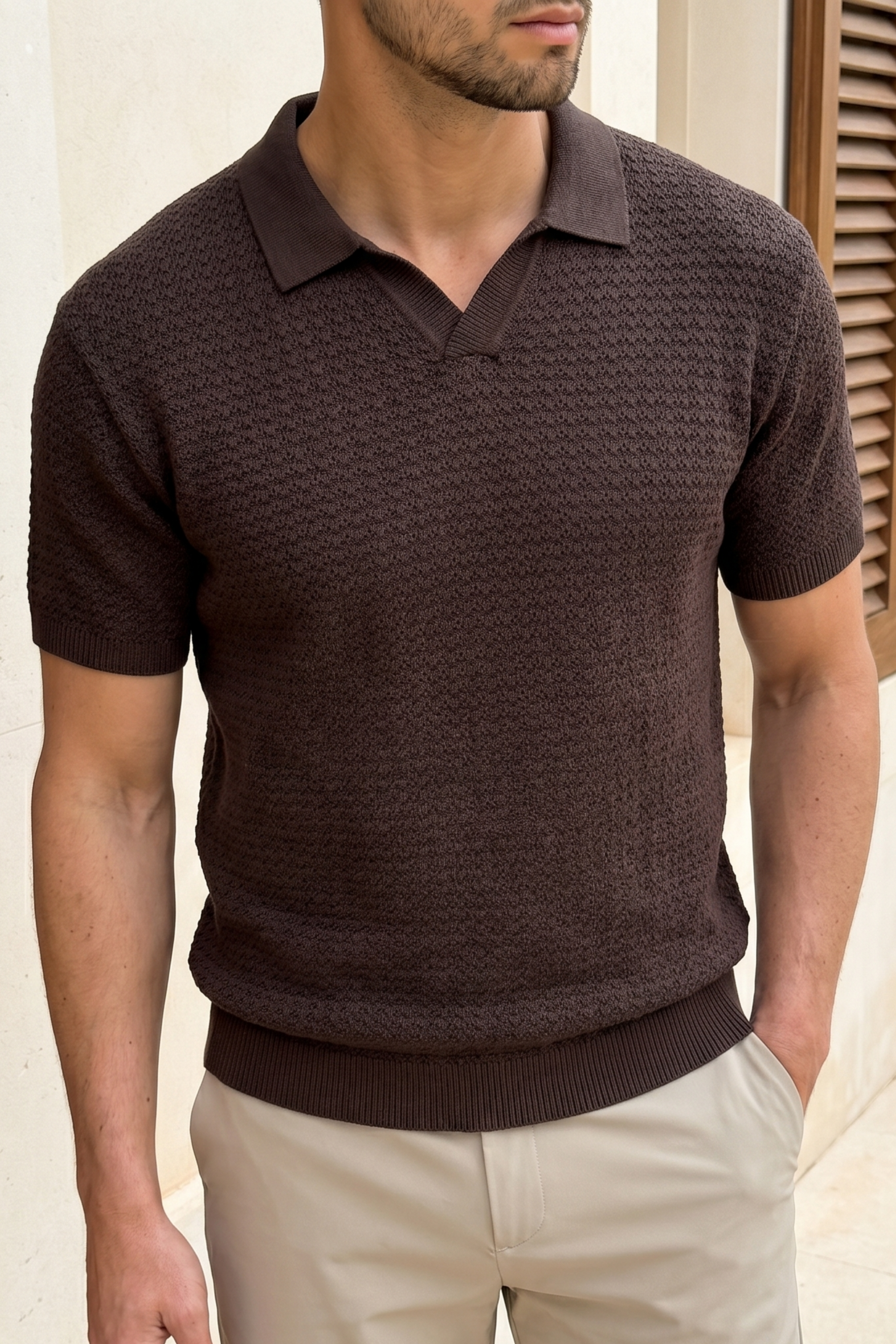 Rapha Cotton Knit Polo - Brown