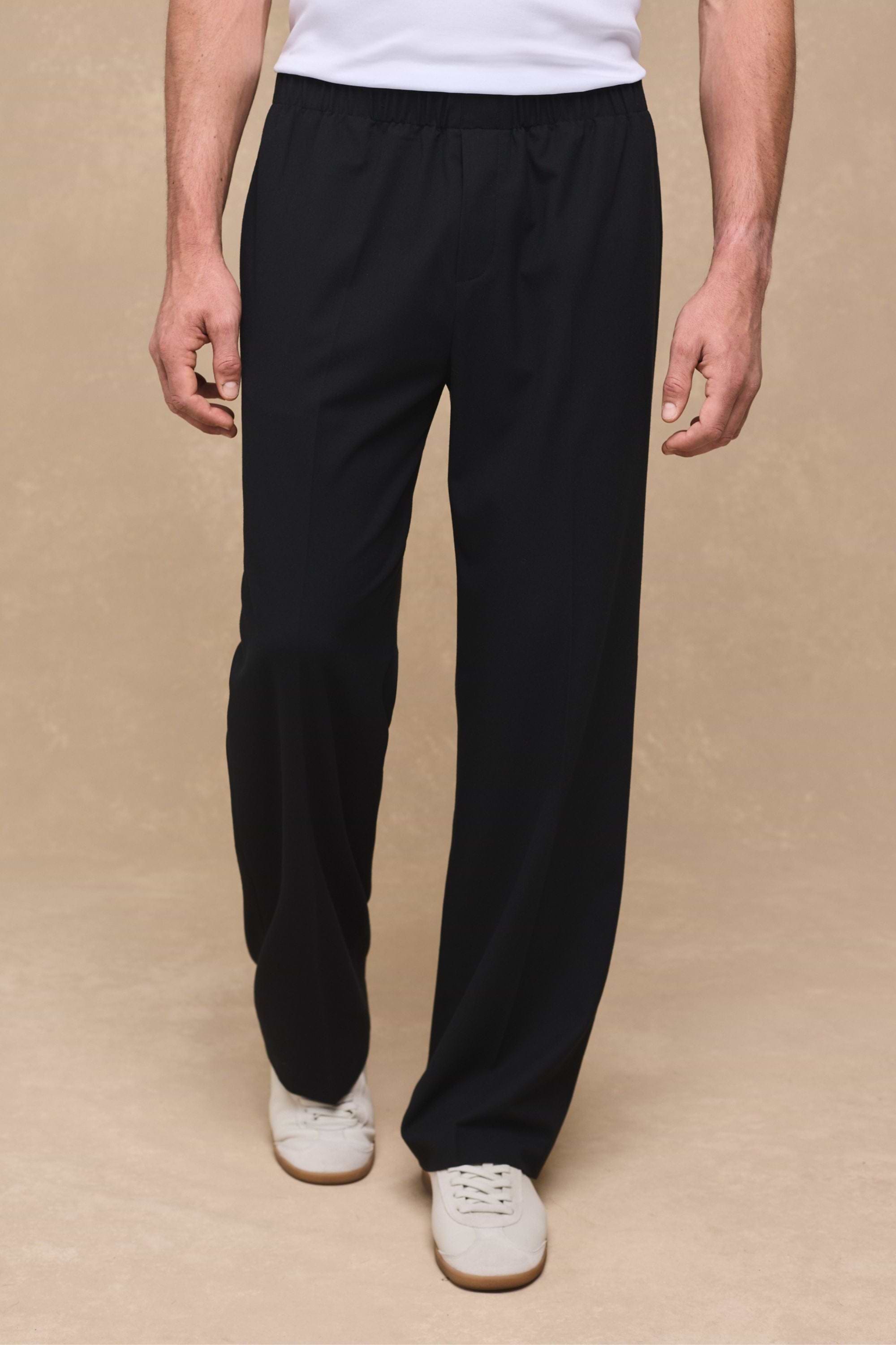 Johan Elasticated Waist Relaxed Fit Trouser - Black