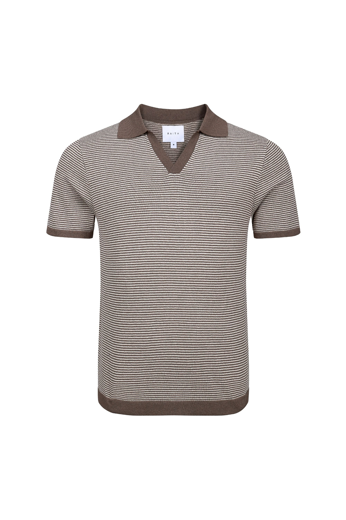 Antonio Contrast Trim Striped Linen Polo - Brown/Beige