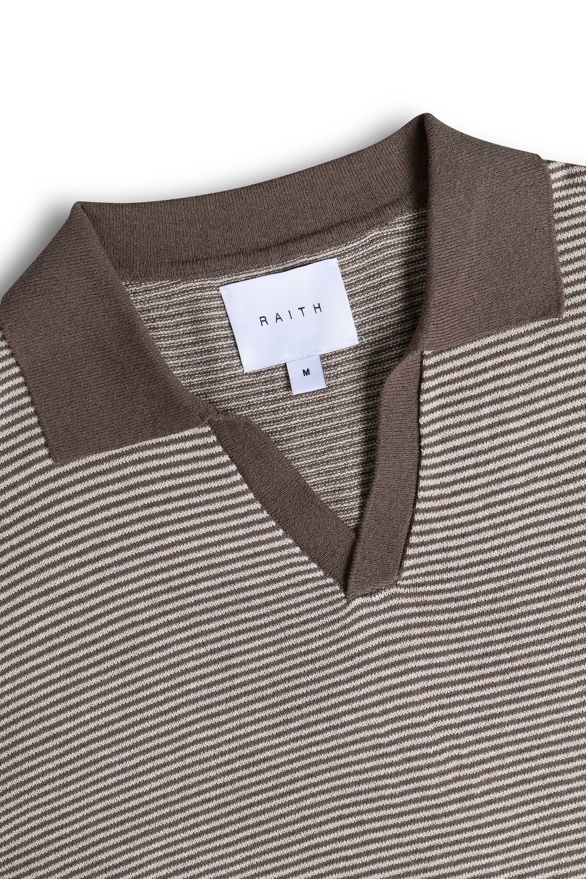 Antonio Contrast Trim Striped Linen Polo - Brown/Beige