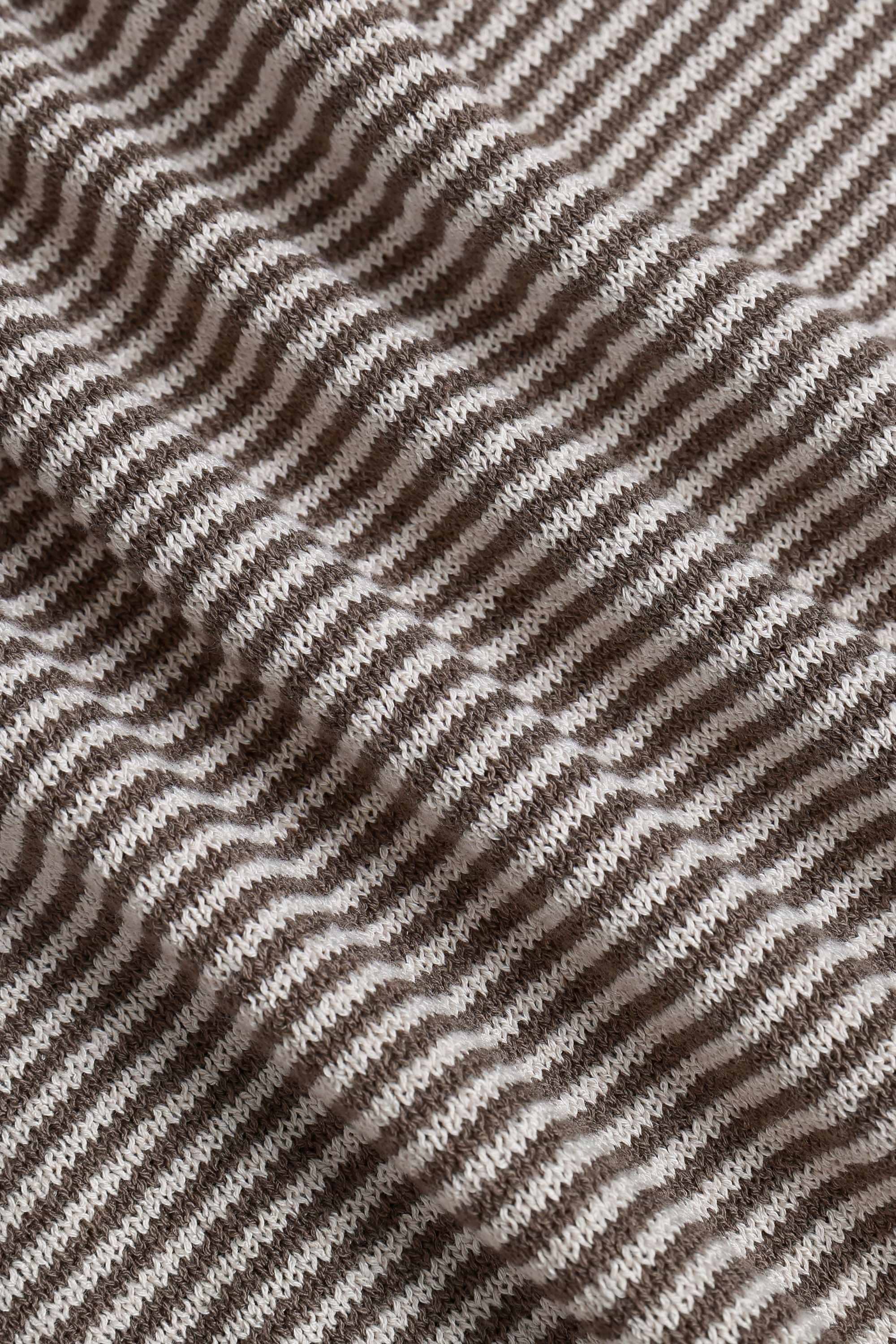 Antonio Contrast Trim Striped Linen Polo - Brown/Beige