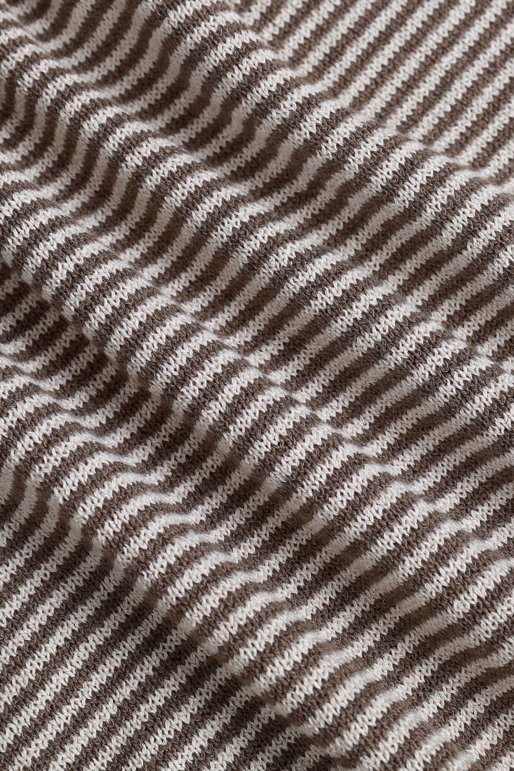 Antonio Contrast Trim Striped Linen Polo - Brown/Beige