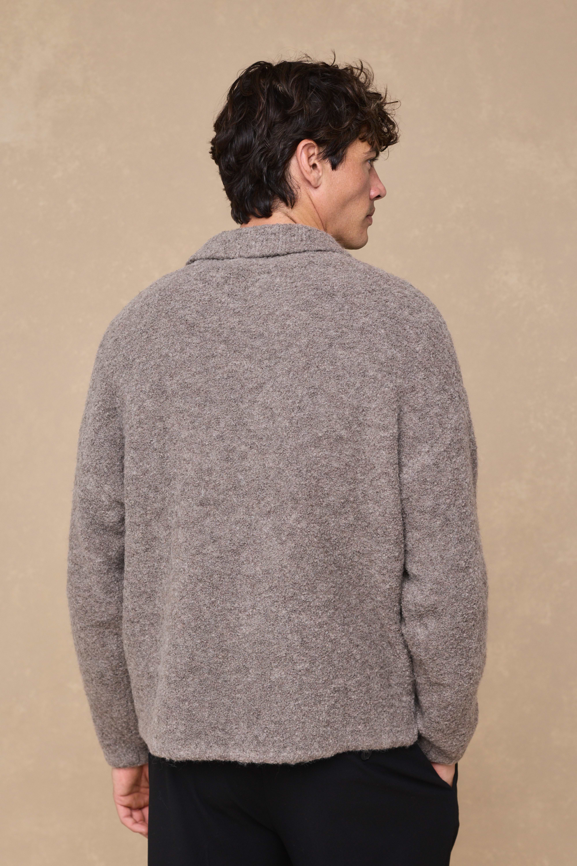 Bas Boiled Half Zip Polo Jumper - Mocha