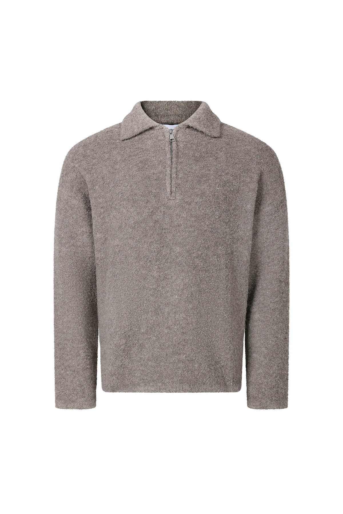 Bas Boiled Half Zip Polo Jumper - Mocha