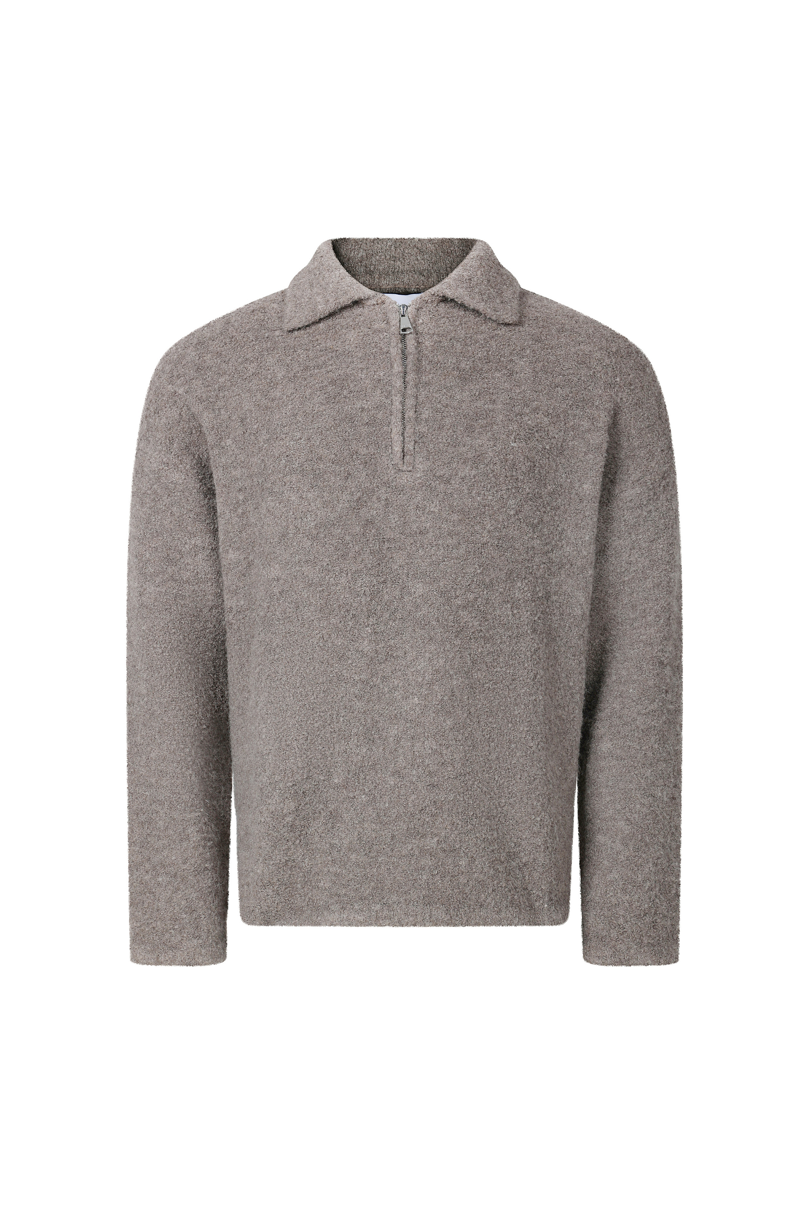 Bas Boiled Half Zip Polo Jumper - Mocha