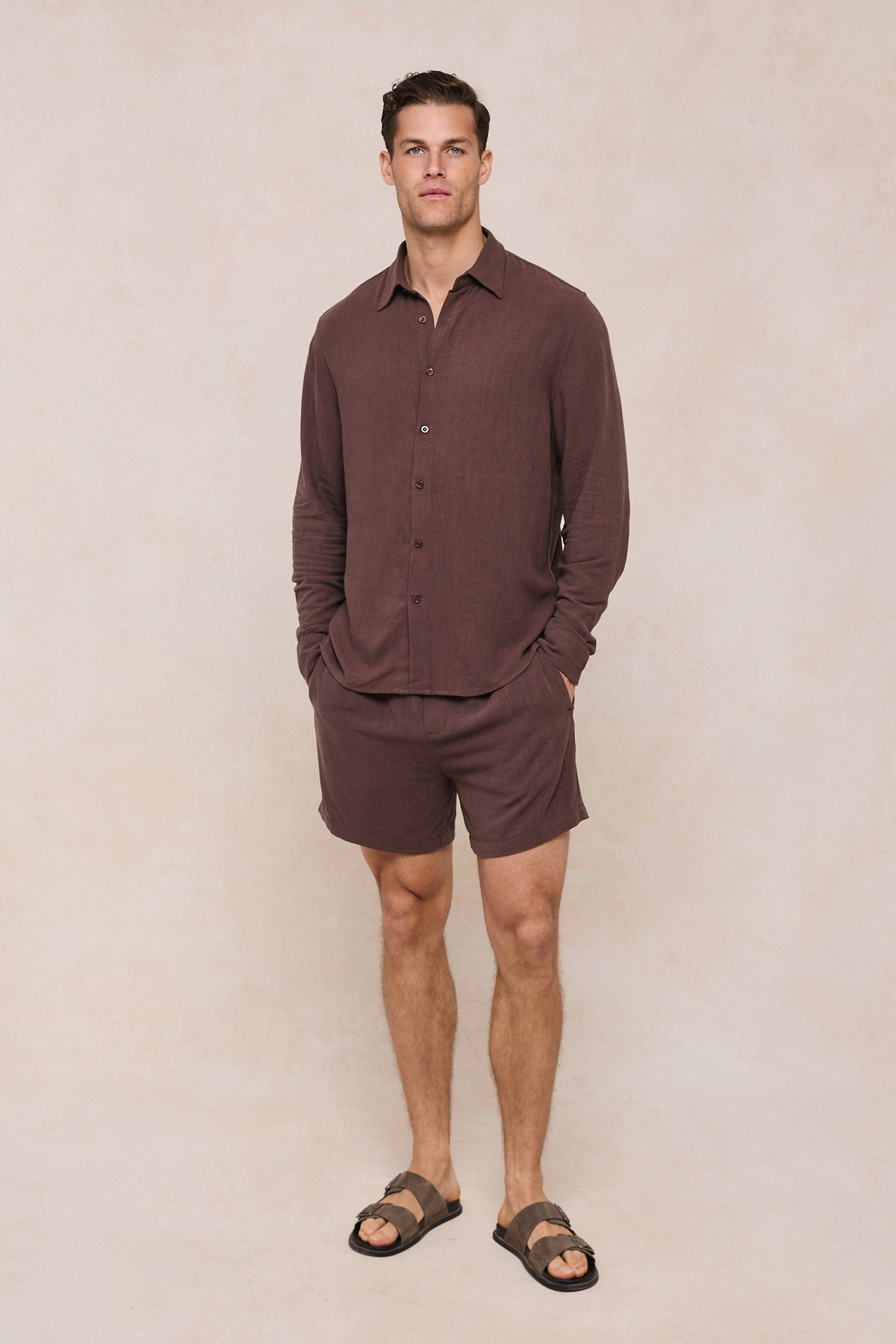 Cami-Shorts aus Leinen - Haferflocken