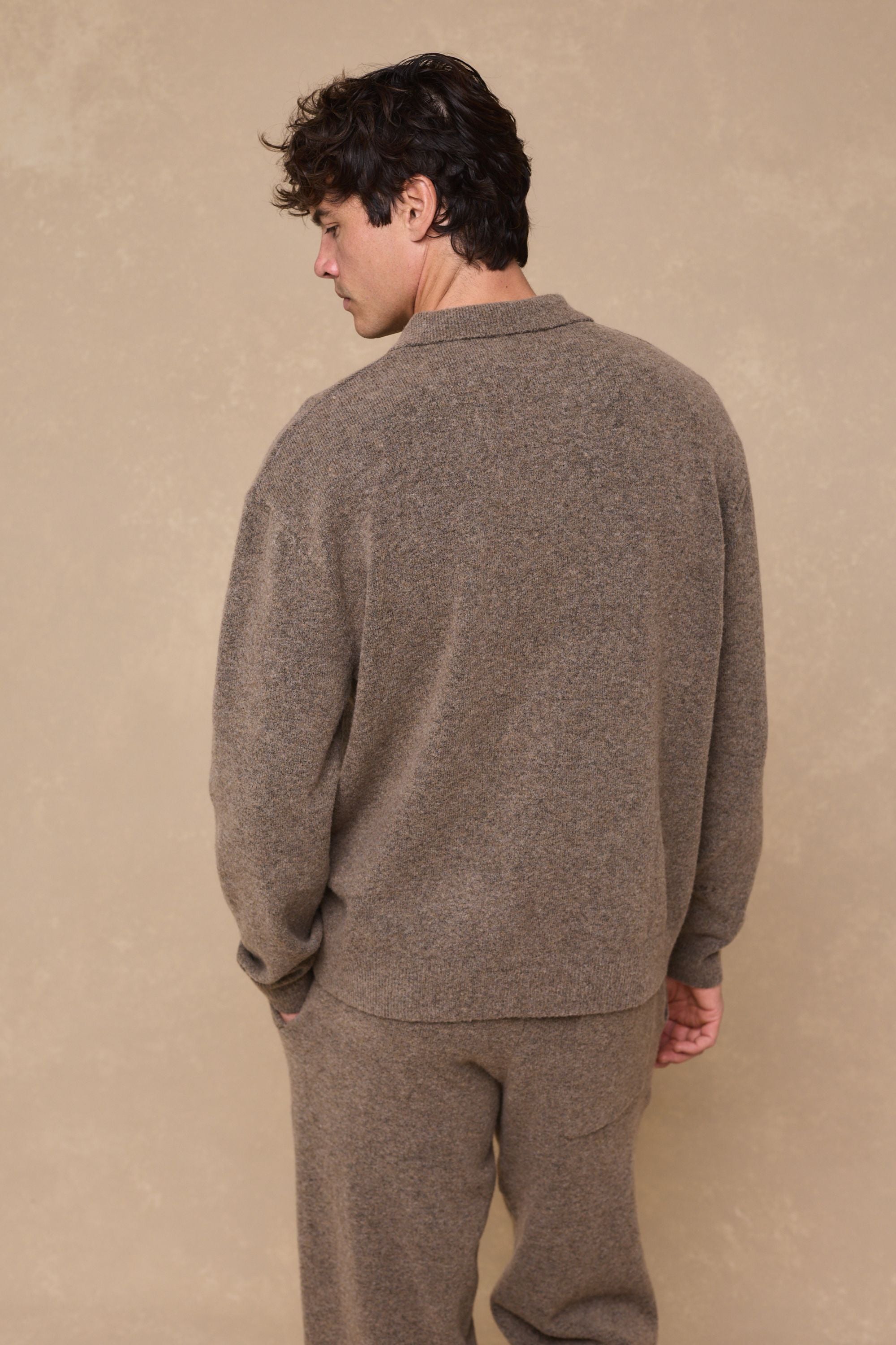 Otto Long Sleeve Polo - Brown Marl