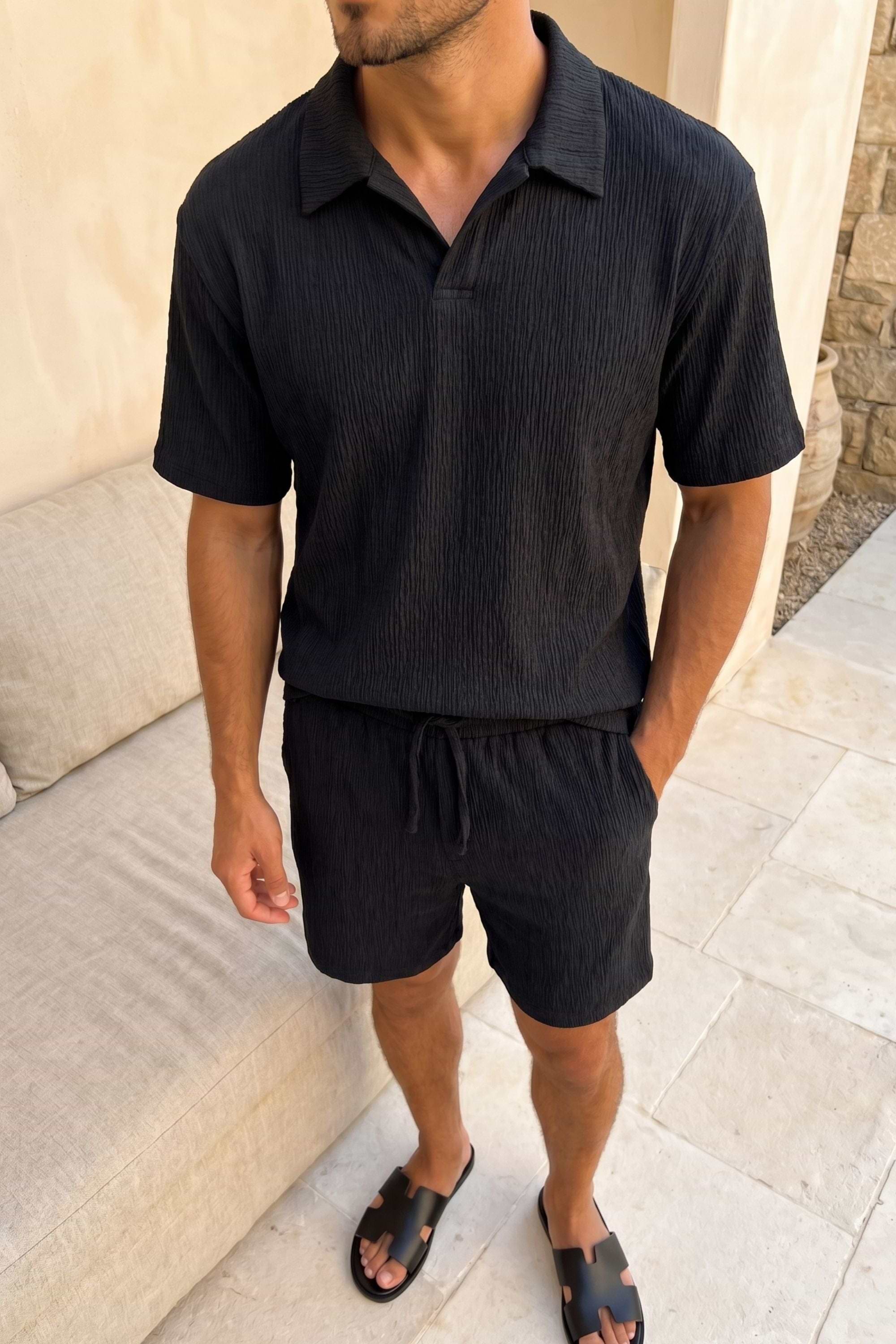 Silvano Crinkled Short - Black