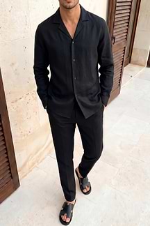 Cami Linen Straight Leg Trouser - Black