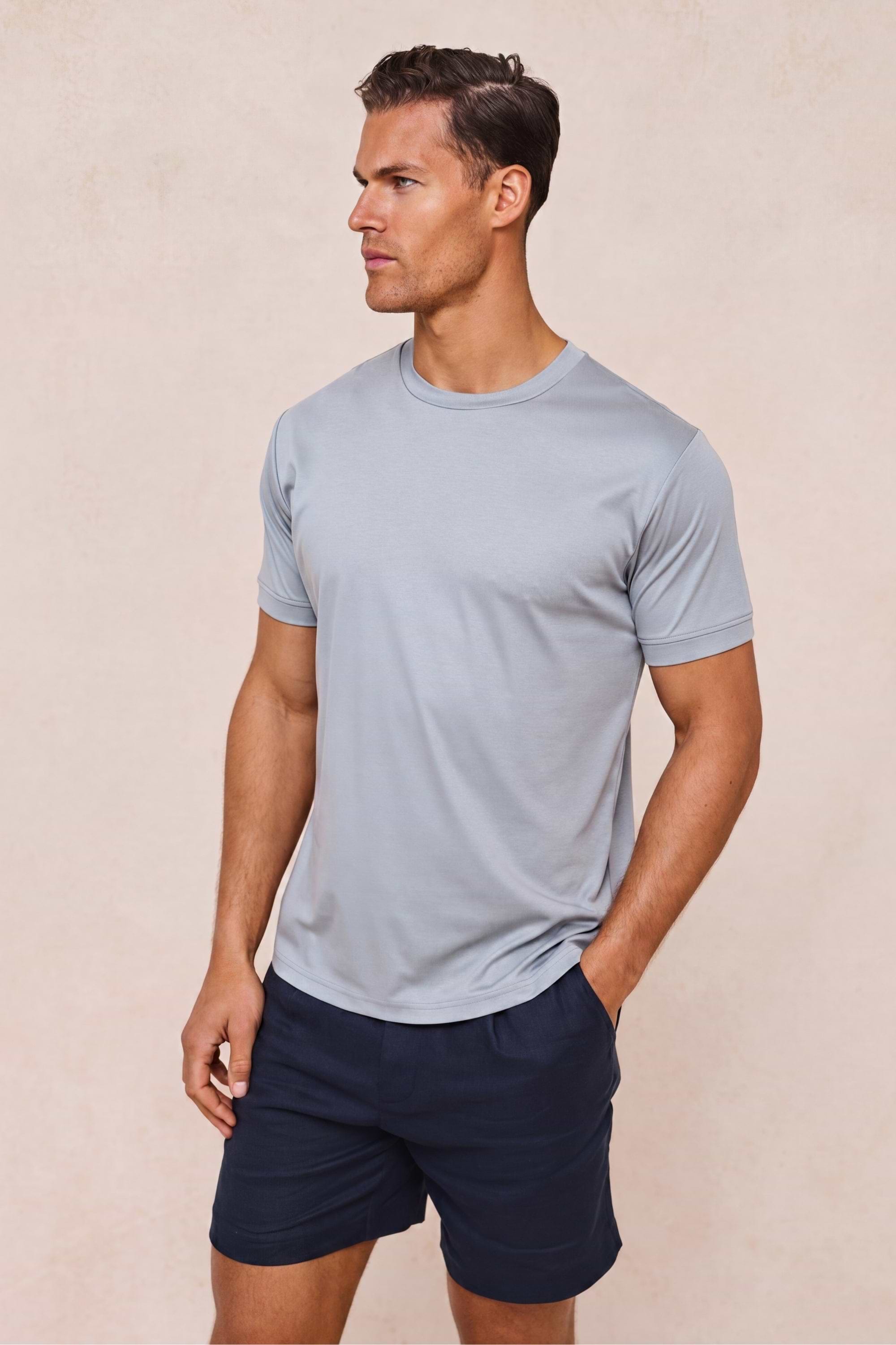 Luxe Mercerised T-Shirt - Light Pewter Blue