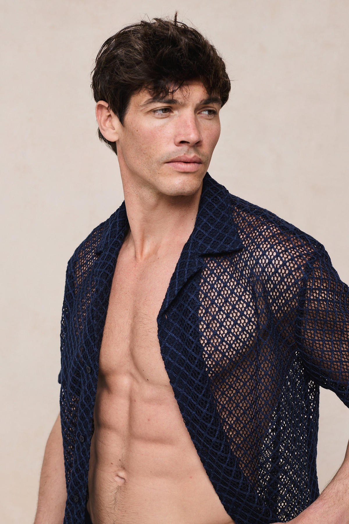 Marcelo Short Sleeve Lace Shirt - Navy