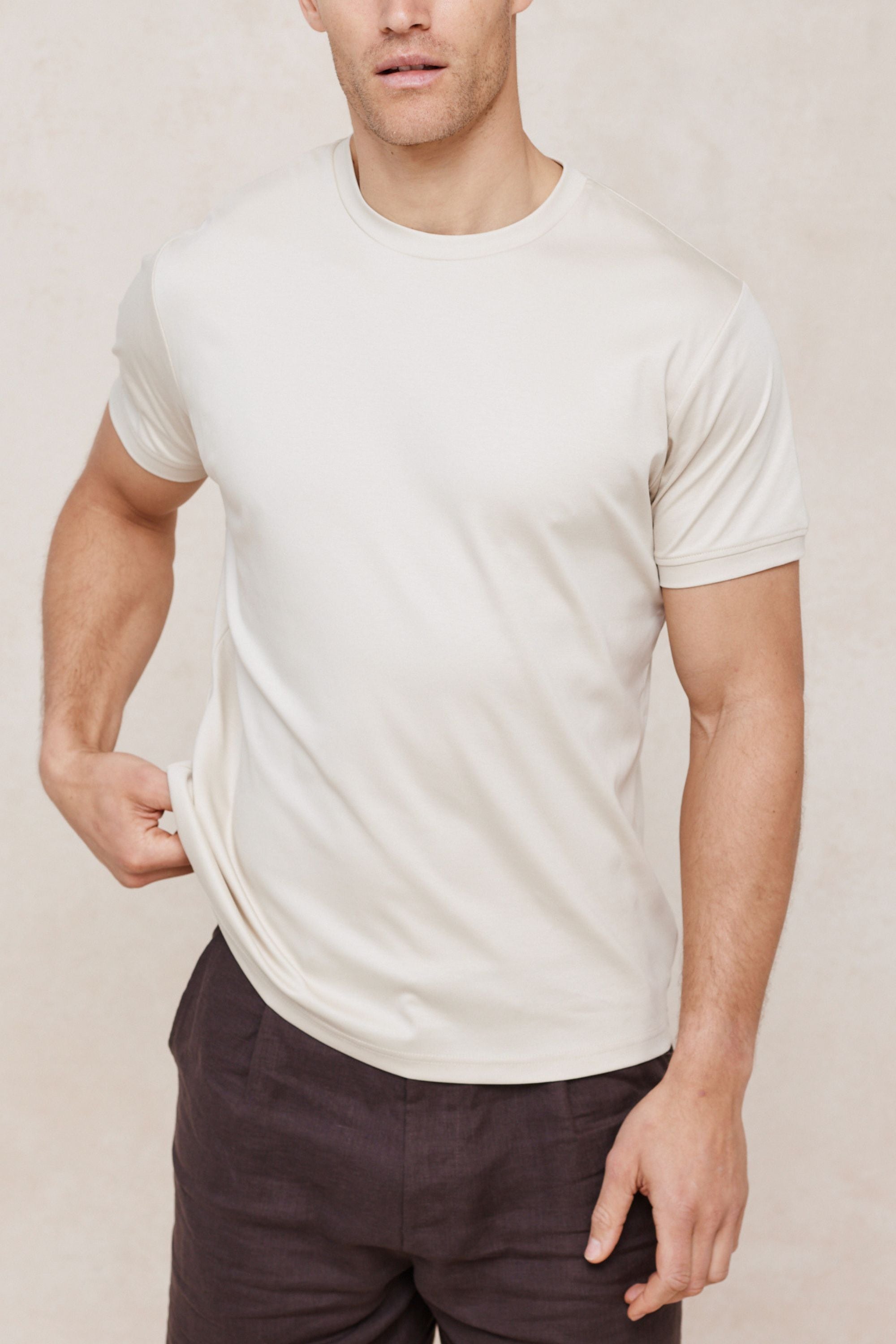 Luxe Mercerised T-Shirt - Beige