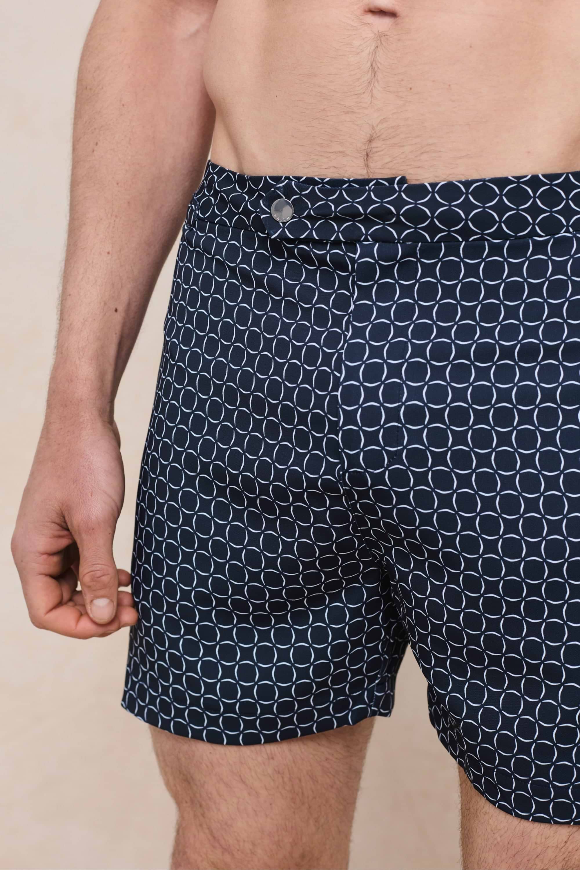 Ifni Tailored Swim Short With Adjusters - Navy/Ecru
