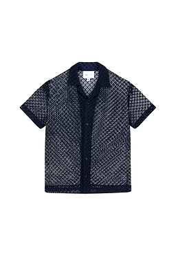Marcelo Short Sleeve Lace Shirt - Navy