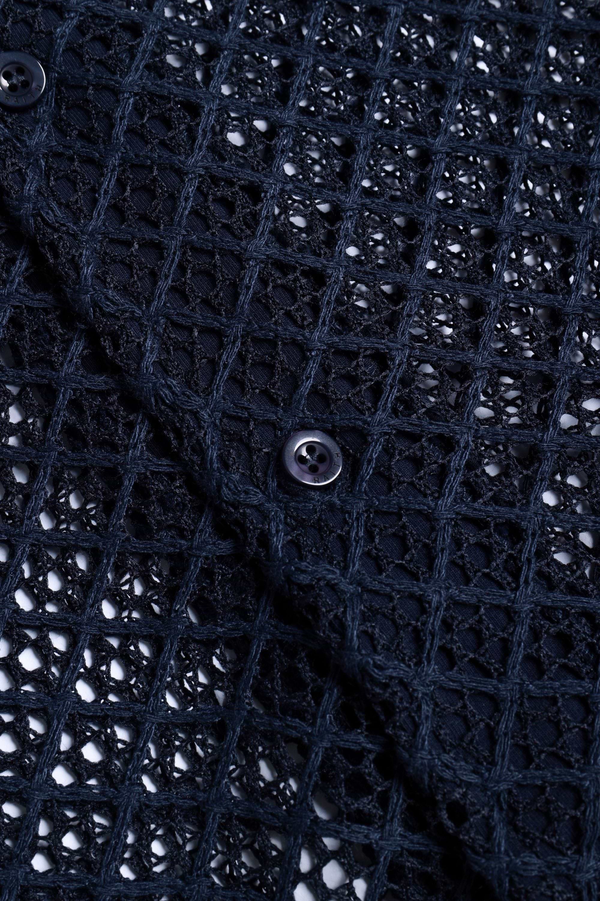 Marcelo Short Sleeve Lace Shirt - Navy