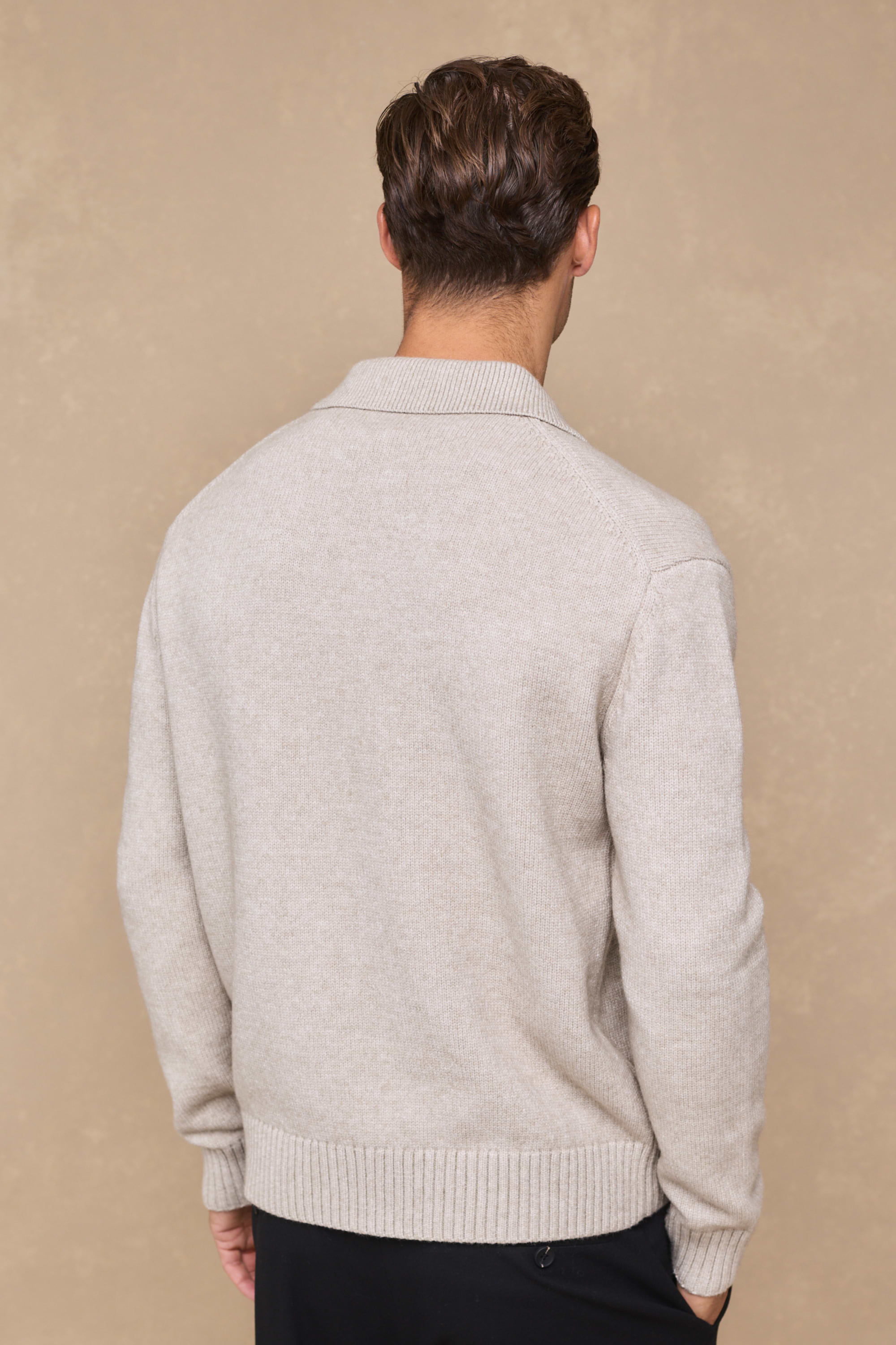 Dylan Chunky Knit Open Collar Sweater - Oatmeal