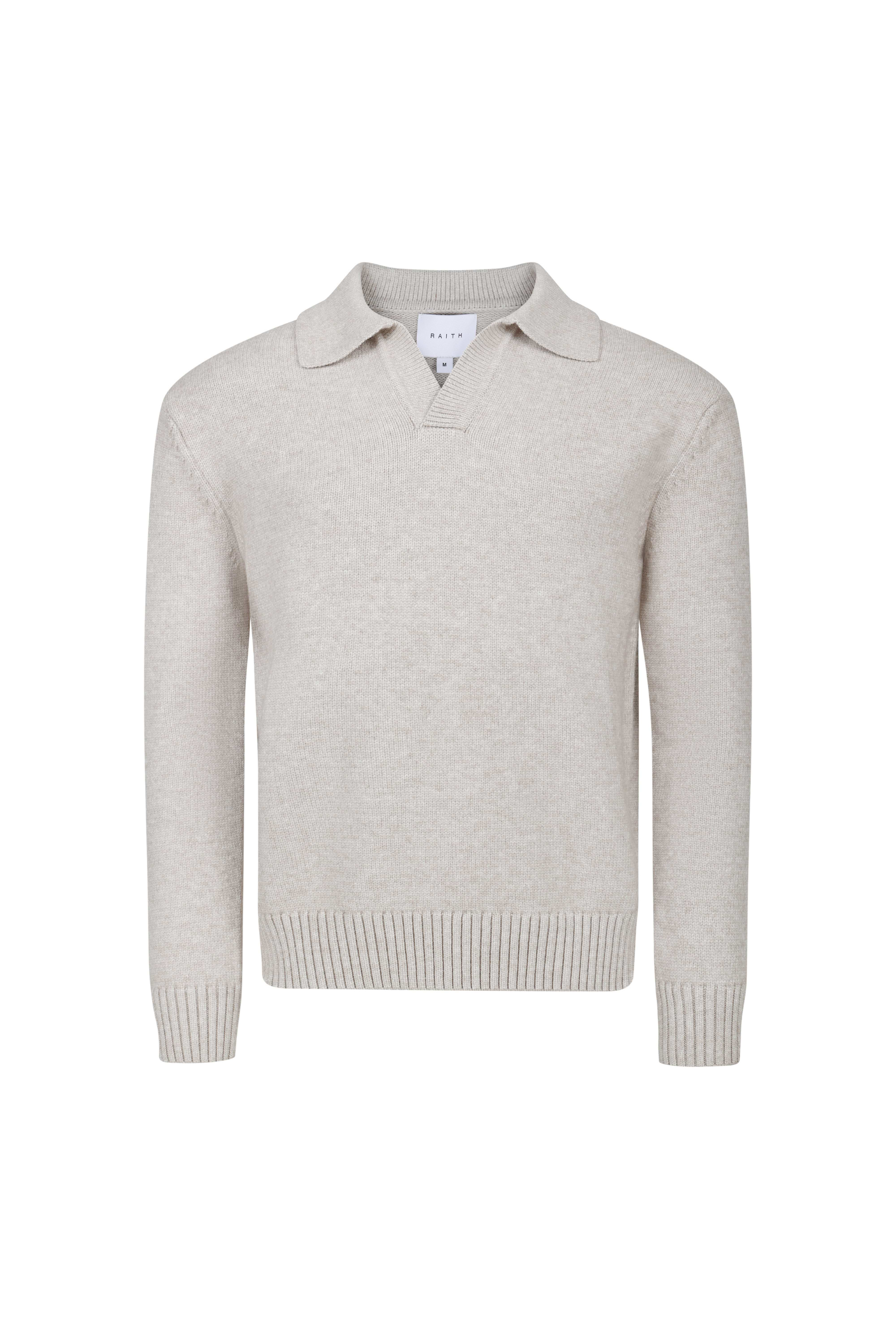 Dylan Chunky Knit Open Collar Sweater - Oatmeal