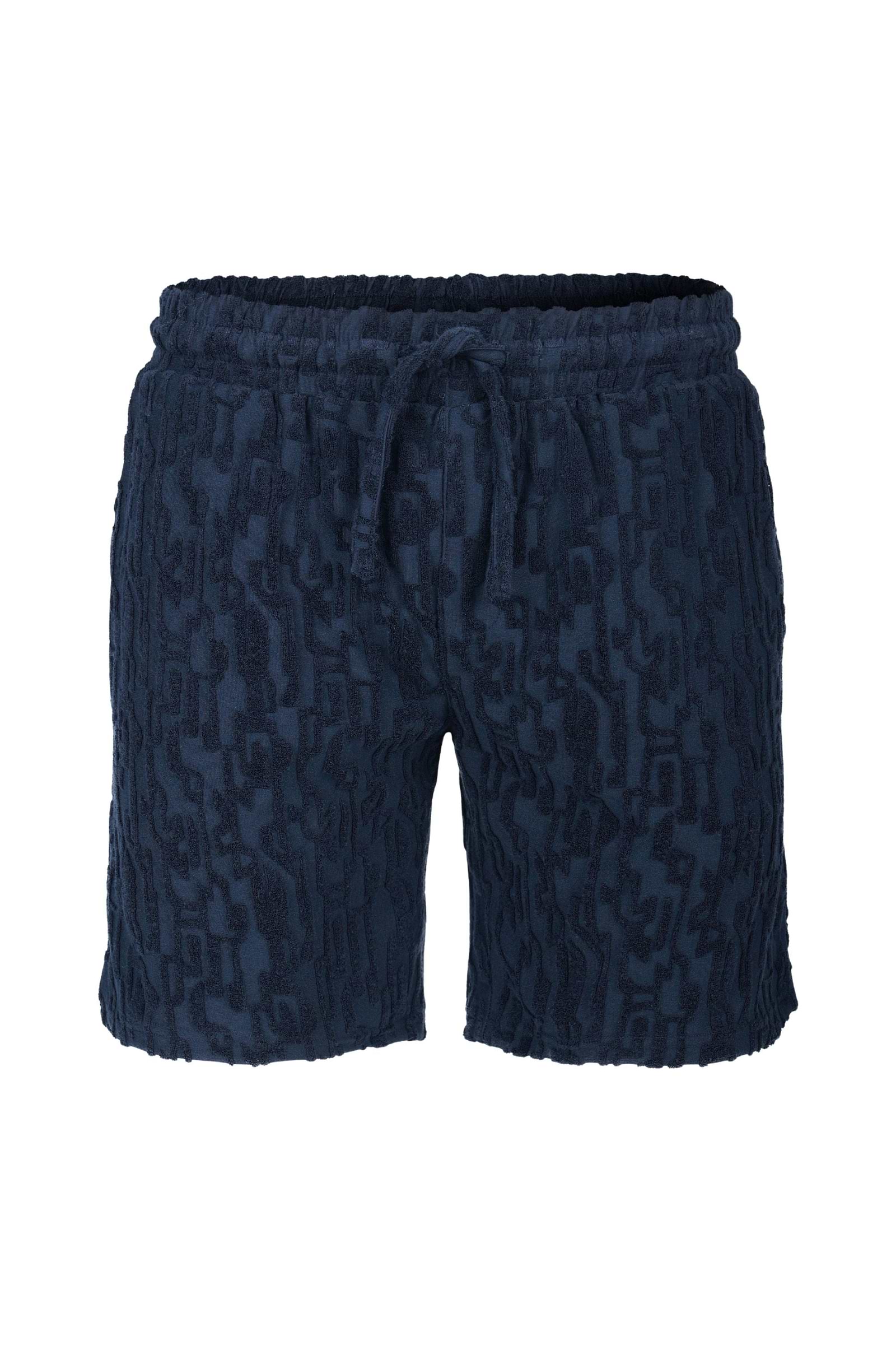 Fausto Flocked Towelled Short - Navy