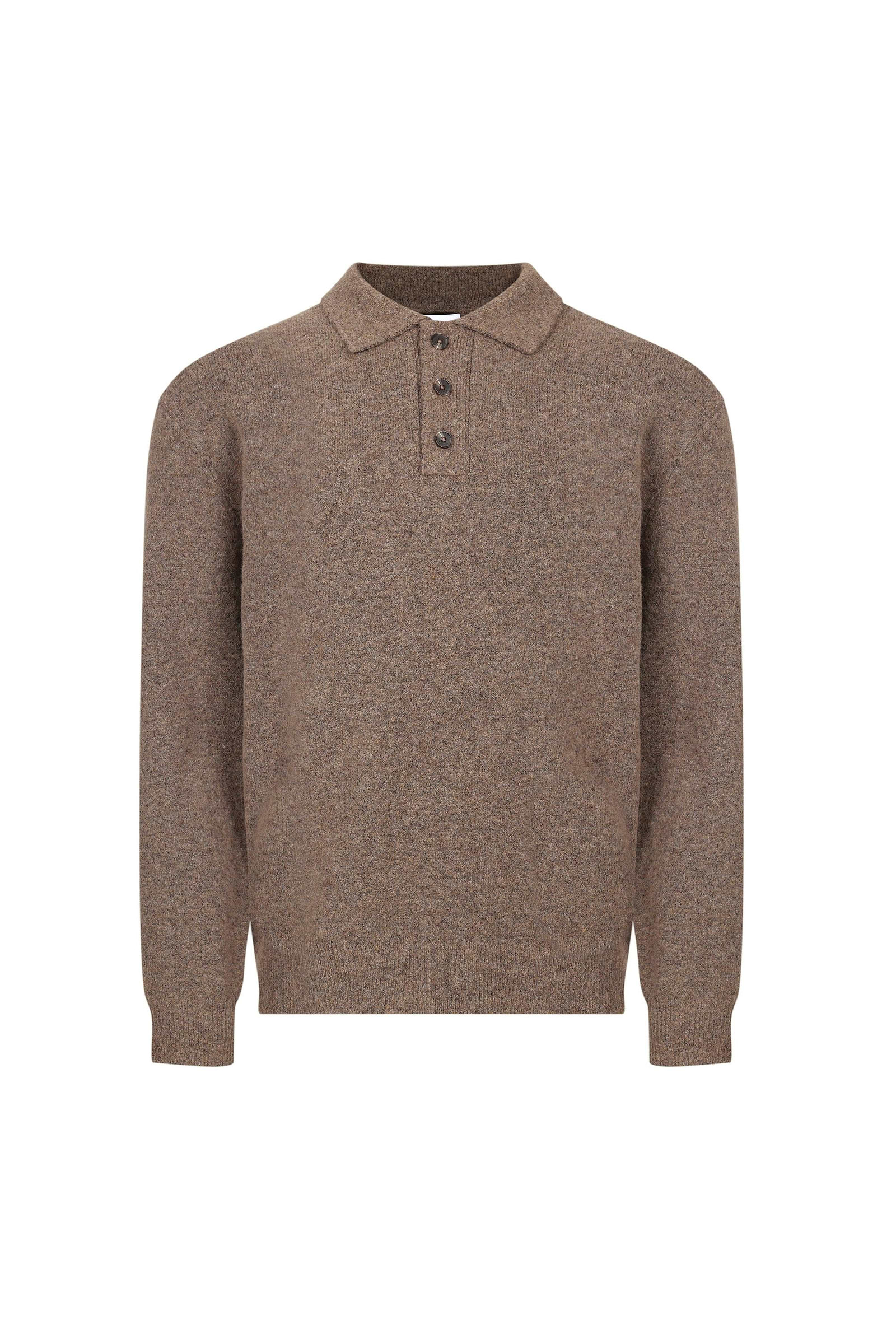 Otto Long Sleeve Polo - Brown Marl