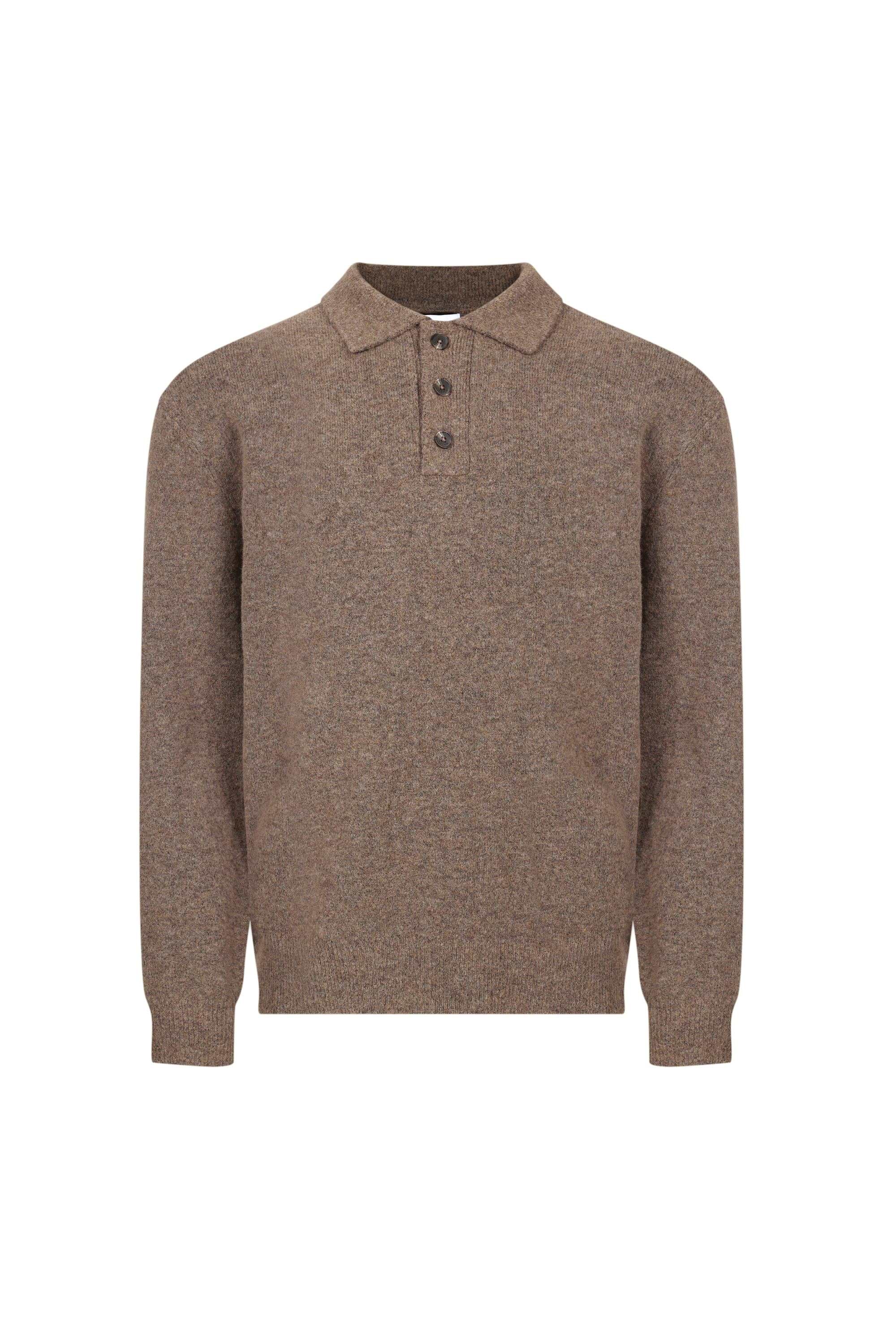 Otto Long Sleeve Polo - Brown Marl