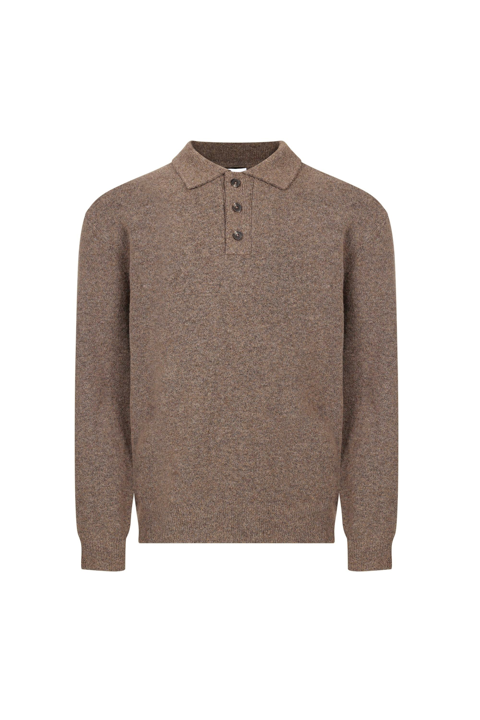 Otto Long Sleeve Polo - Brown Marl