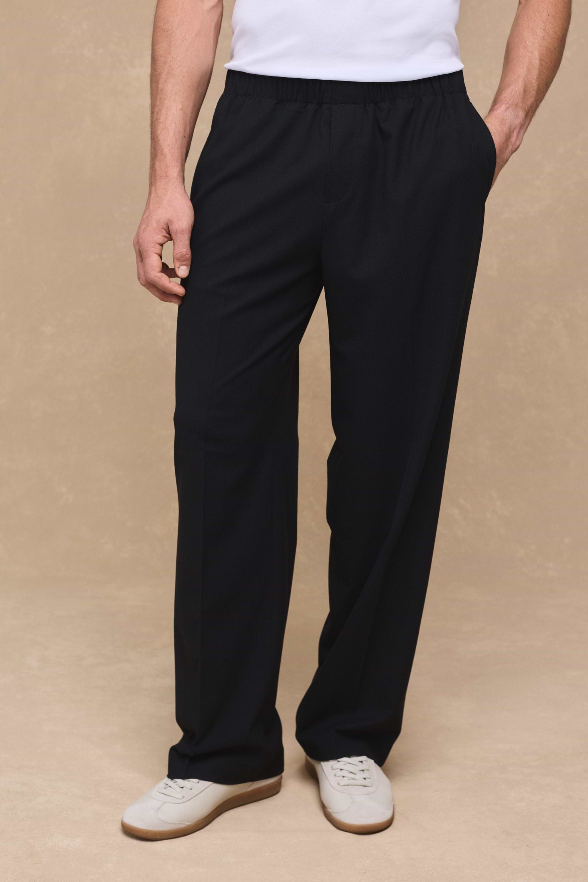 Johan Elasticated Waist Relaxed Fit Trouser - Black