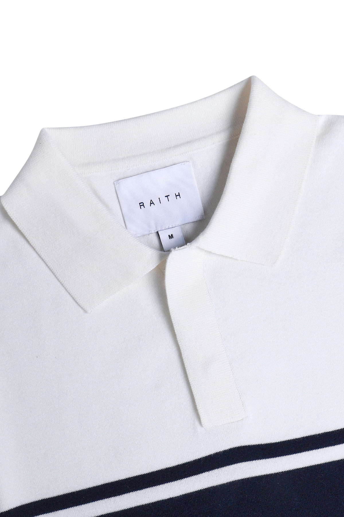 Vicolo Gestricktes Poloshirt mit Streifenmuster, kurzärmelig – Marineblau/Sand
