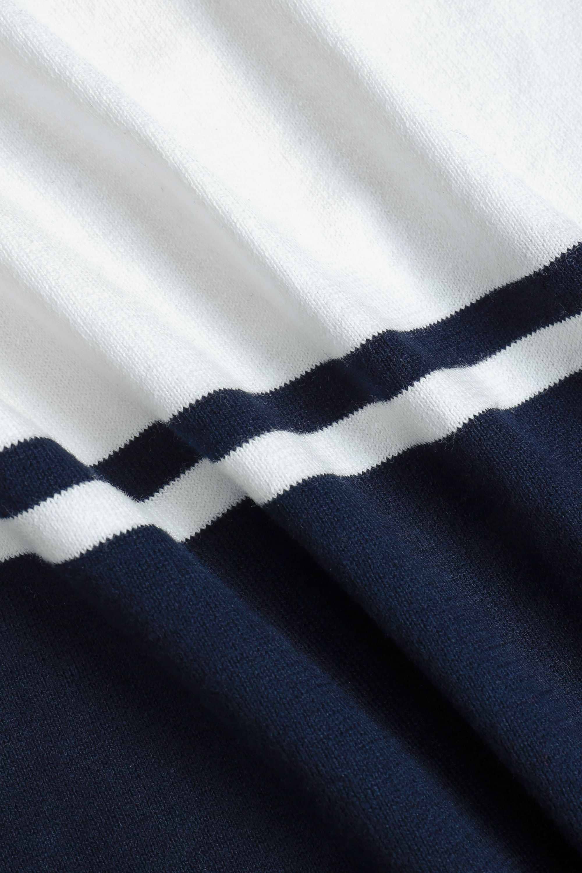 Vicolo Knitted Striped Block Polo SS - Ecru/Navy