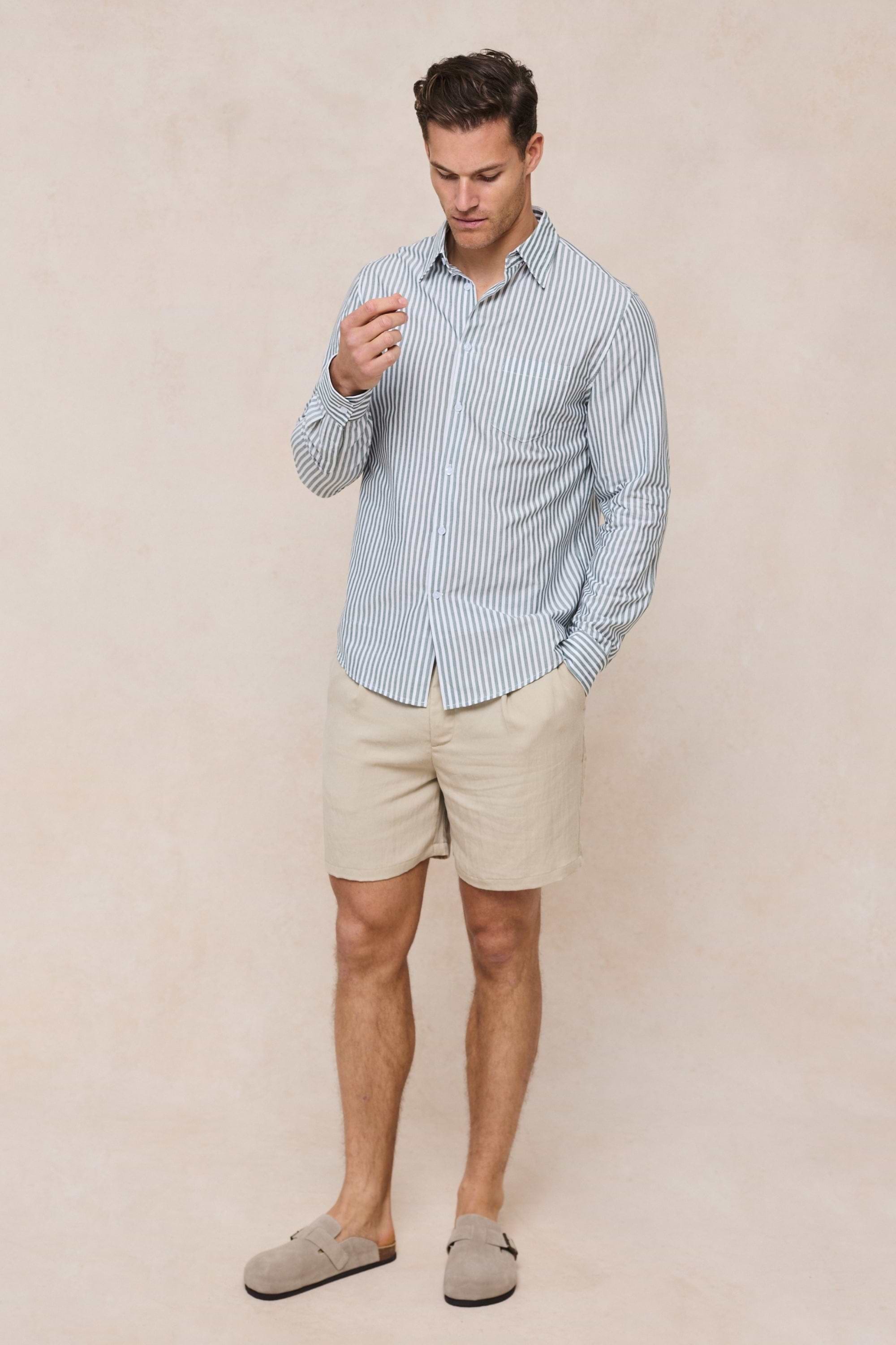 Abilo Striped Shirt - Khaki/Ecru