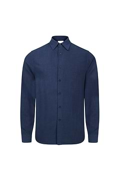 Cami Linen Classic Collar Shirt - Navy