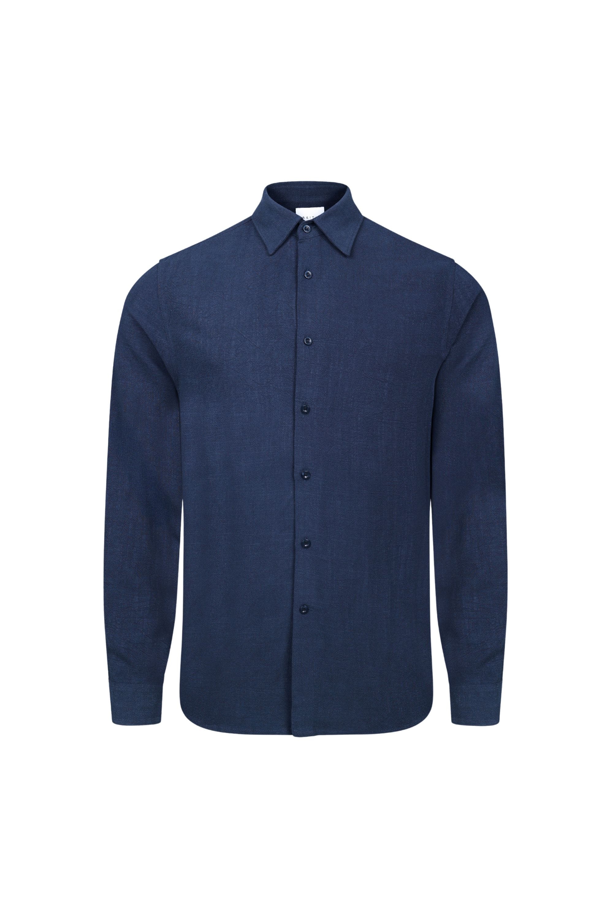Cami Linen Classic Collar Shirt - Navy