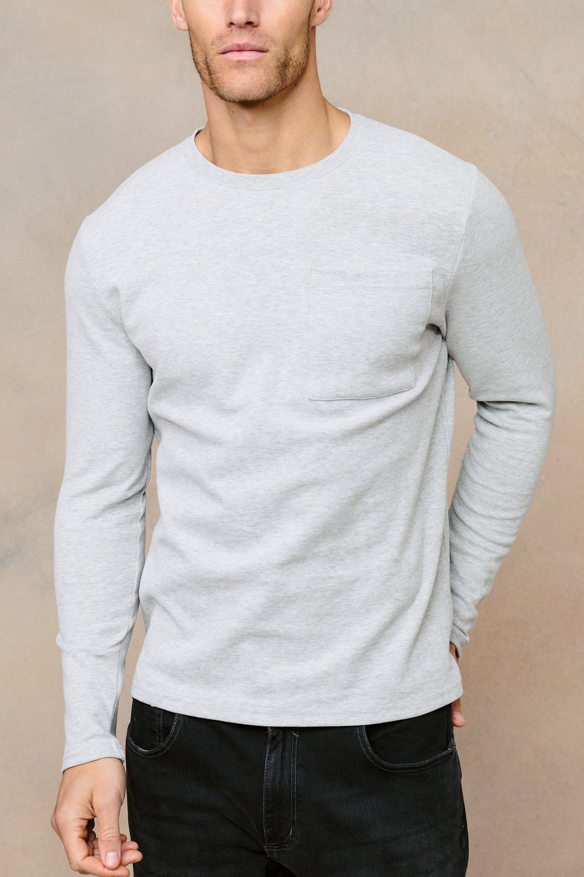 Tyler Long Sleeve Top - Grey Marl