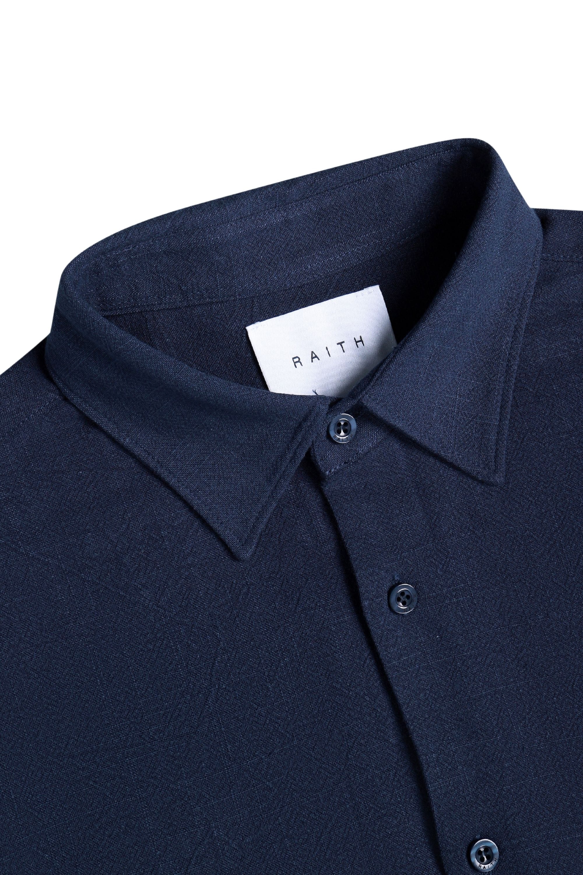 Cami Linen Classic Collar Shirt - Navy