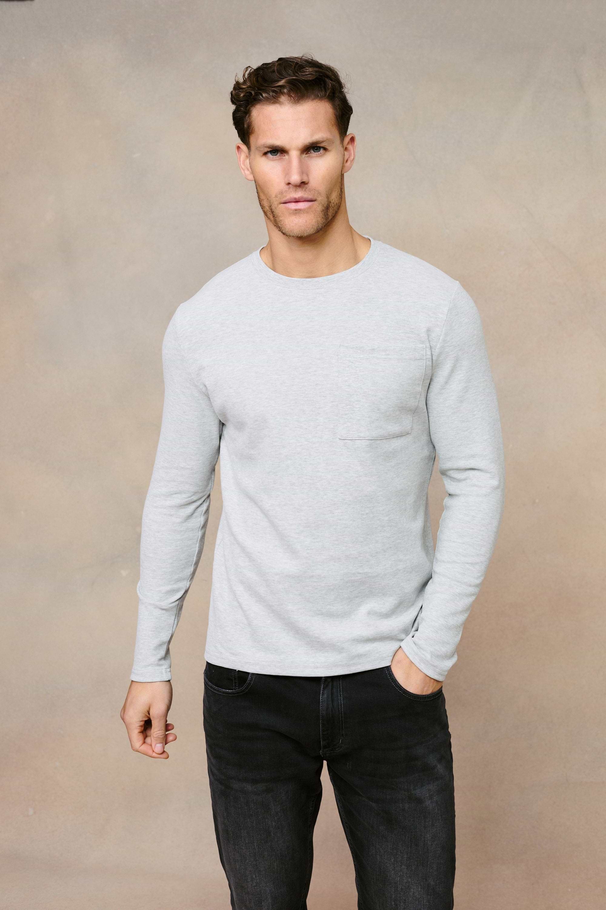 Tyler Long Sleeve Top - Grey Marl