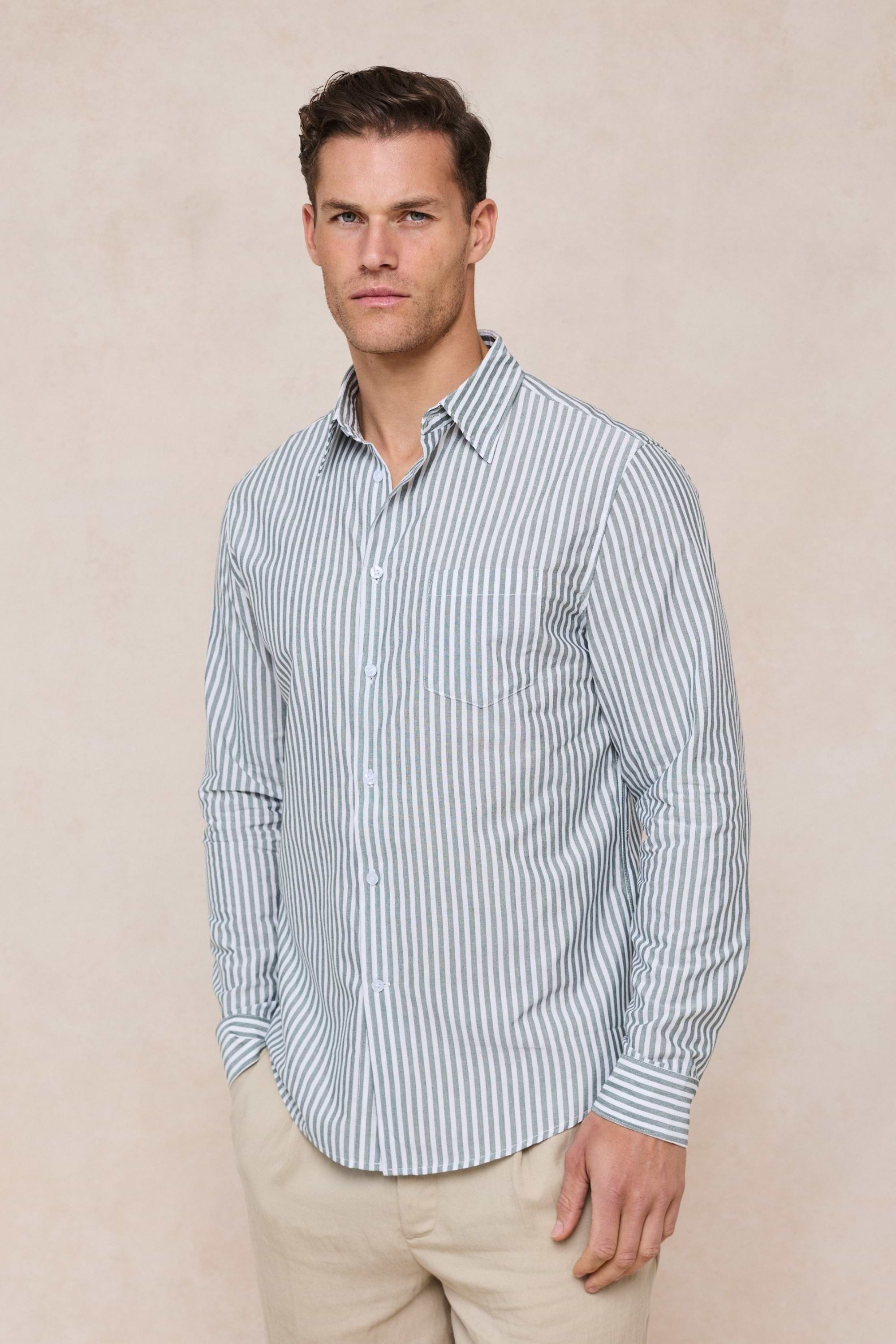 Abilo Striped Shirt - Khaki/Ecru