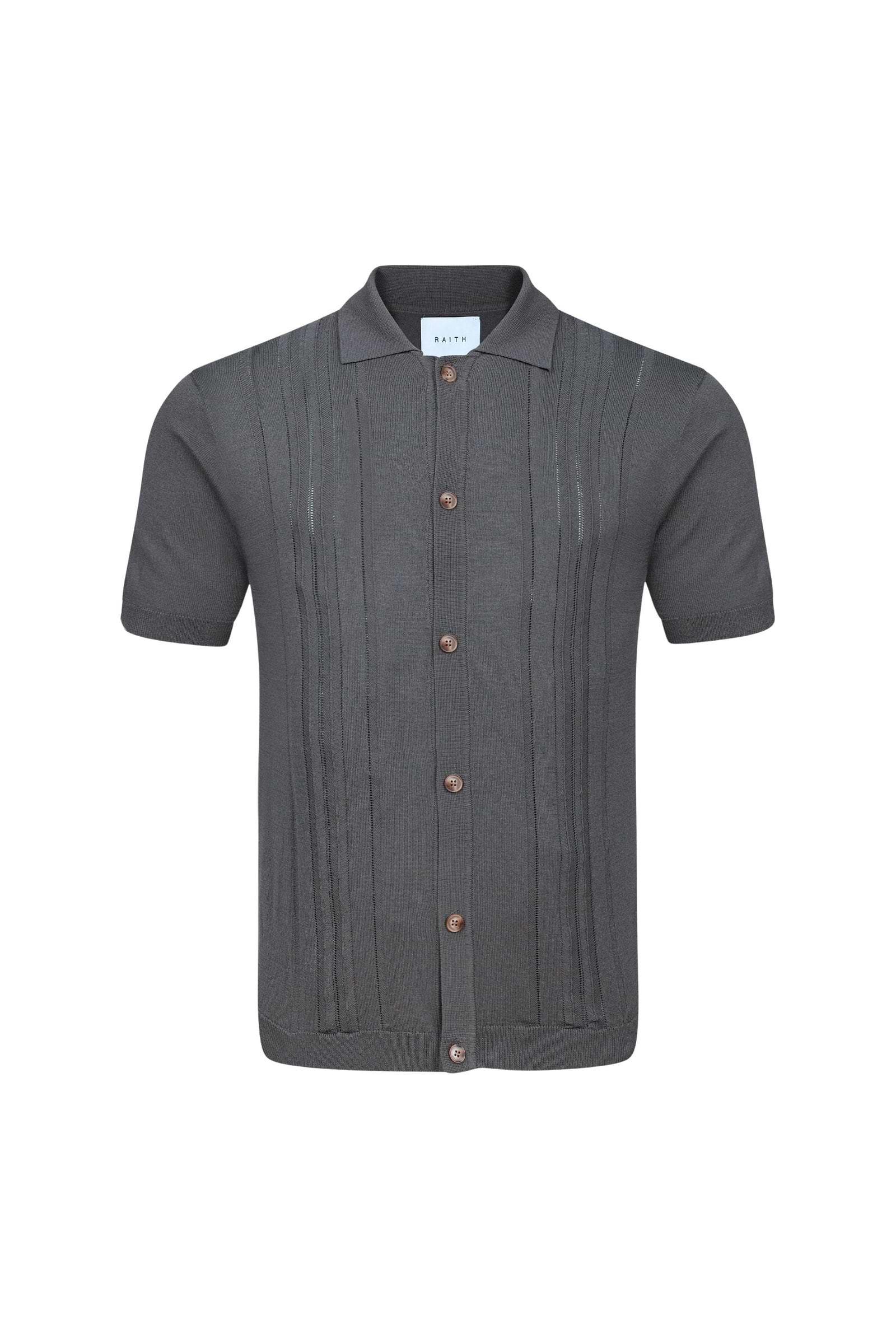 Juan Button Through Boucle Knit Striped Polo - Mushroom