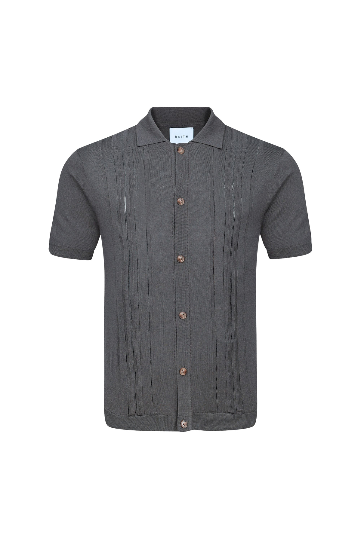 Juan Button Through Boucle Knit Striped Polo - Mushroom