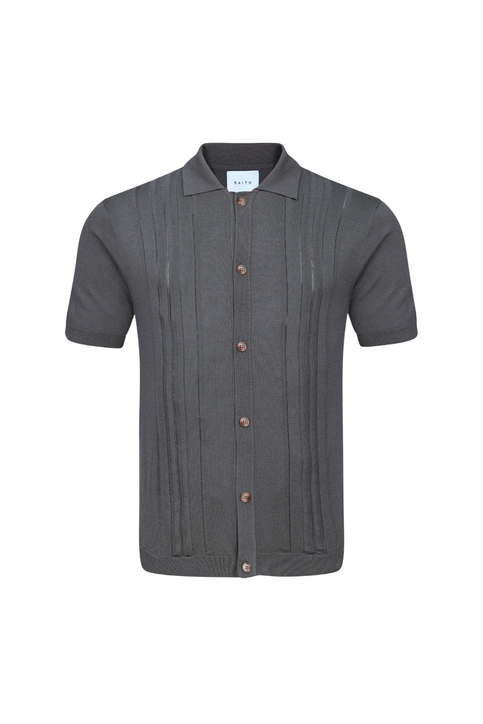 Juan Button Through Boucle Knit Striped Polo - Mushroom