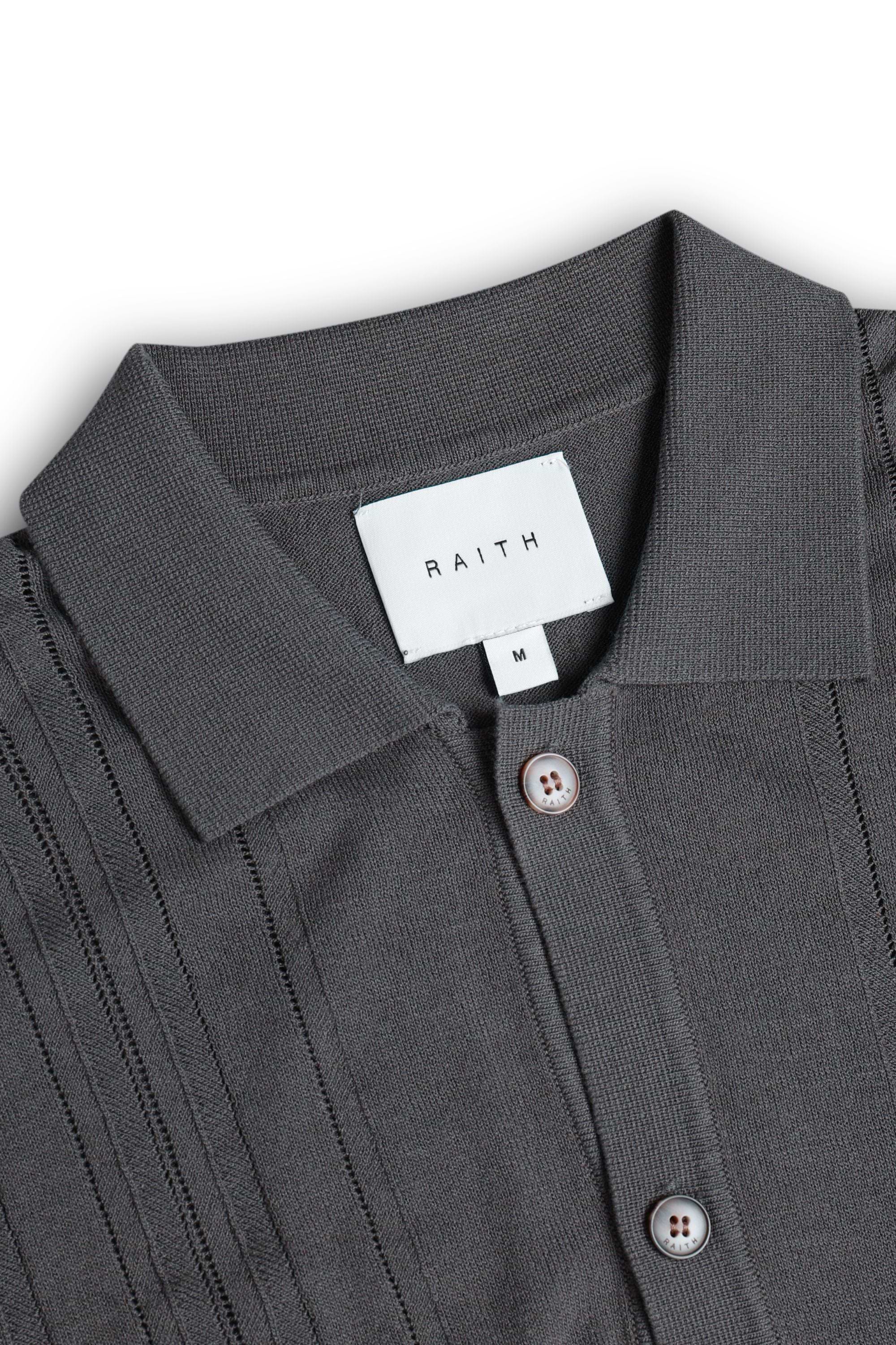 Juan Button Thru Boucle Knit Striped Polo - Mushroom