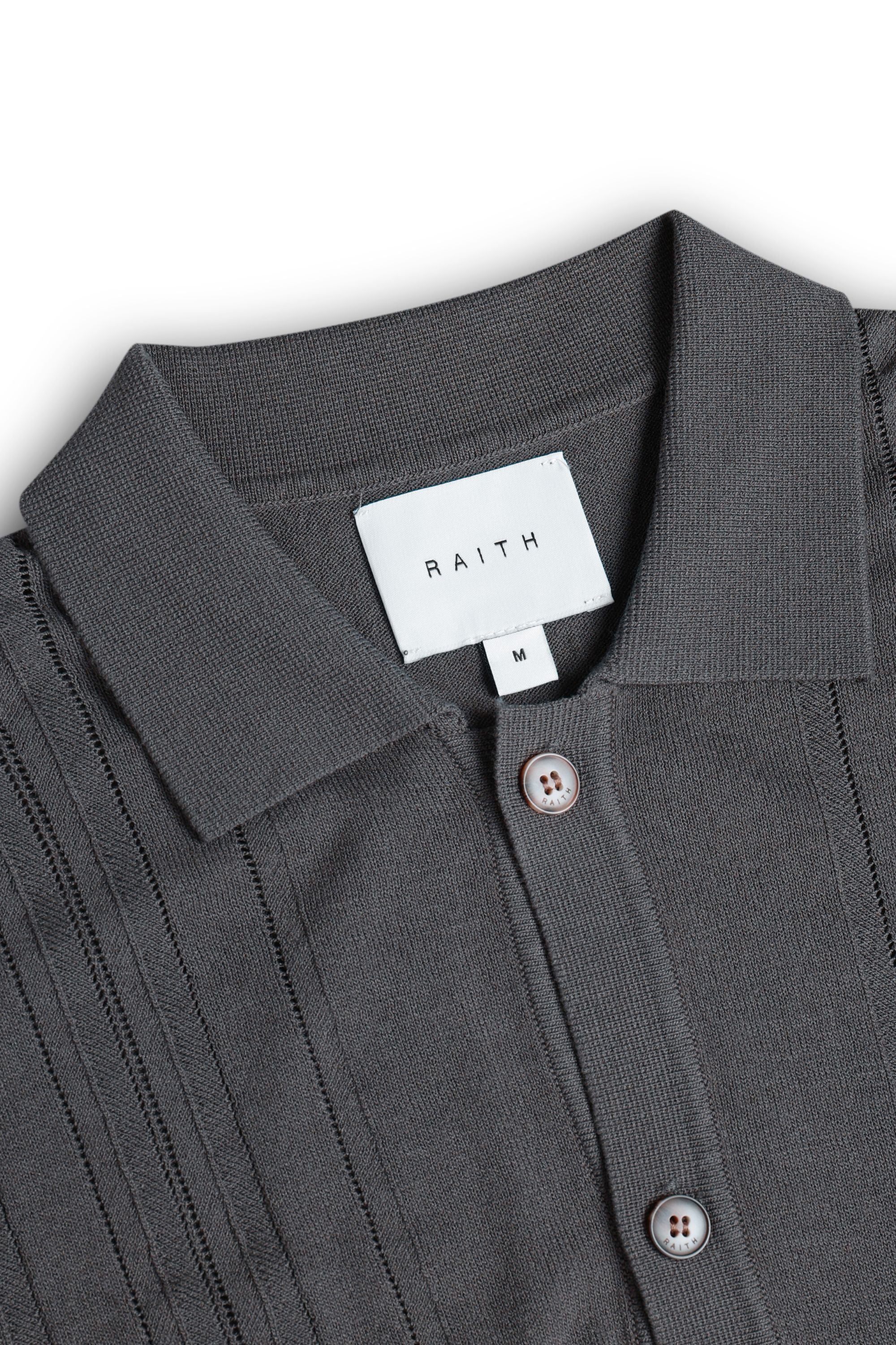 Juan Button Thru Boucle Knit Striped Polo - Mushroom