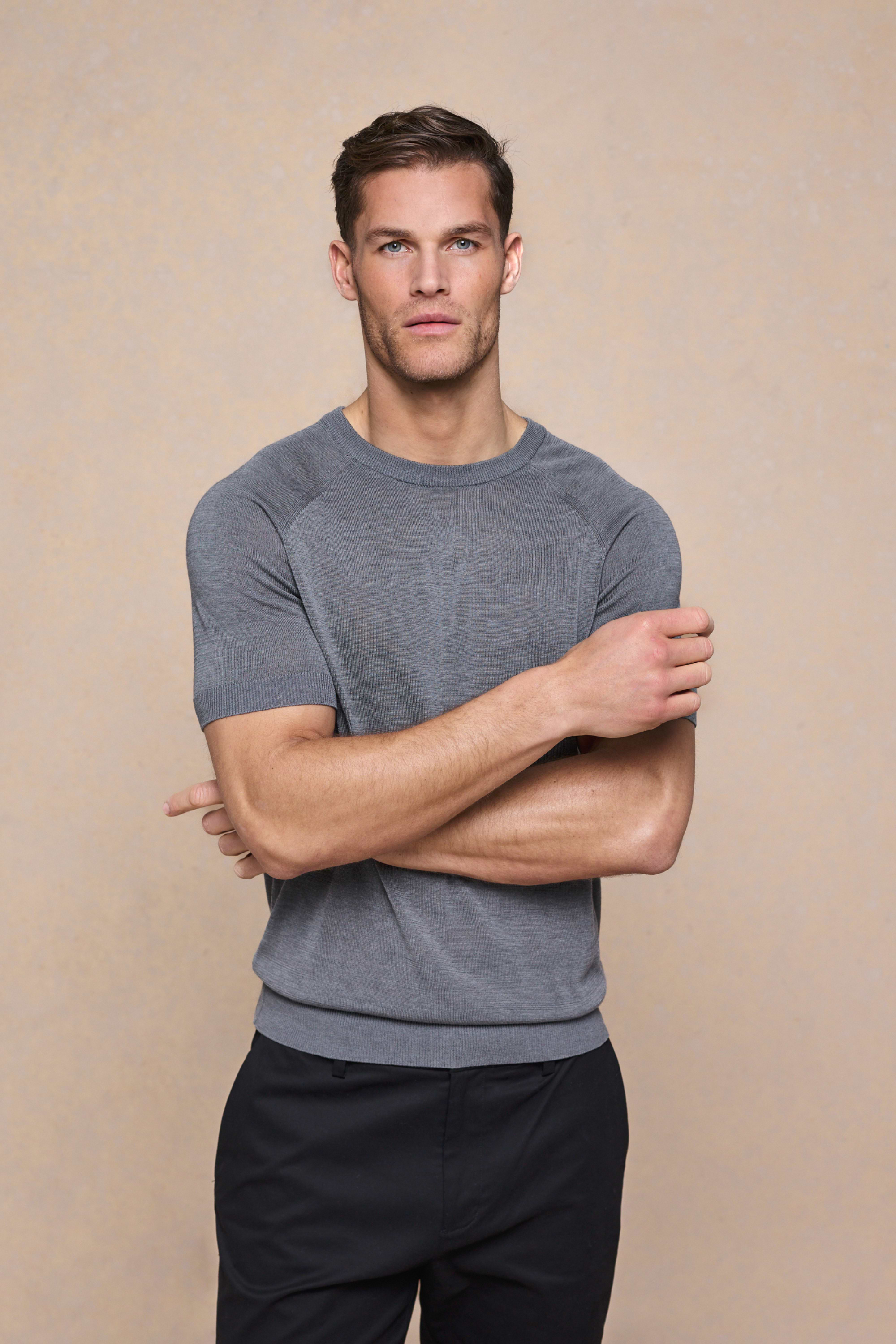 Riera Knit Crew Neck T-Shirt - Grey Marl