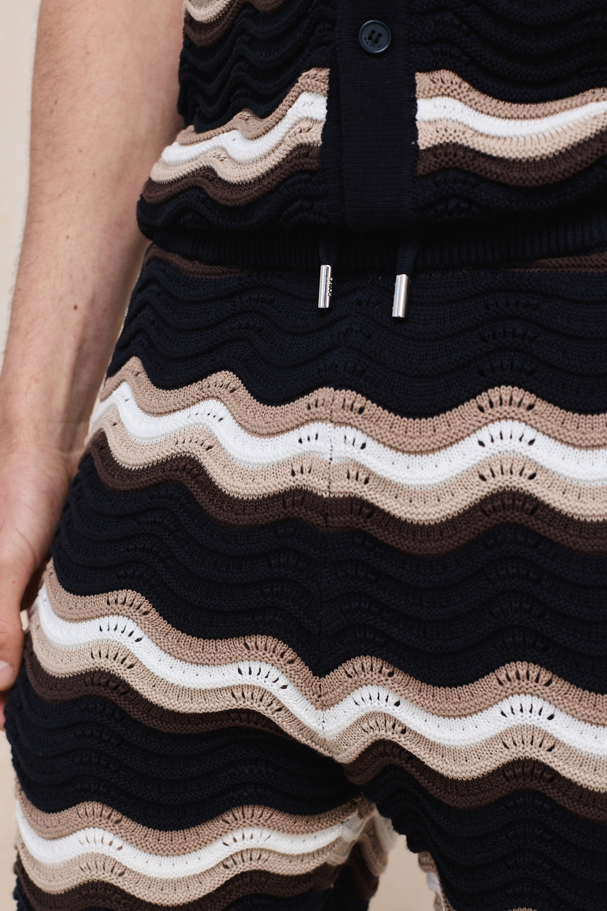 Primavera Häkelstrick-Shorts - Schwarz/Braun