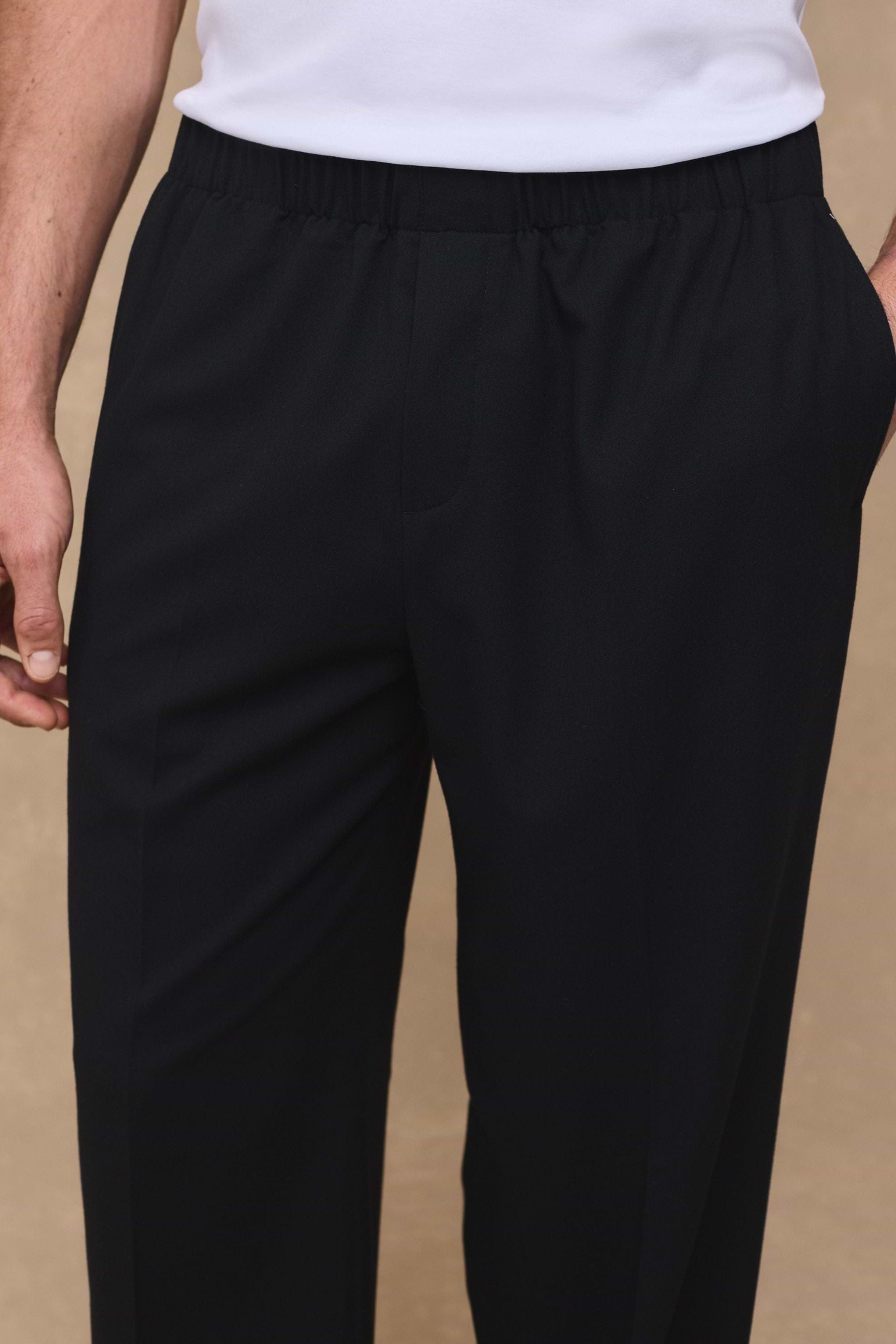 Johan Elasticated Waist Relaxed Fit Trouser - Black