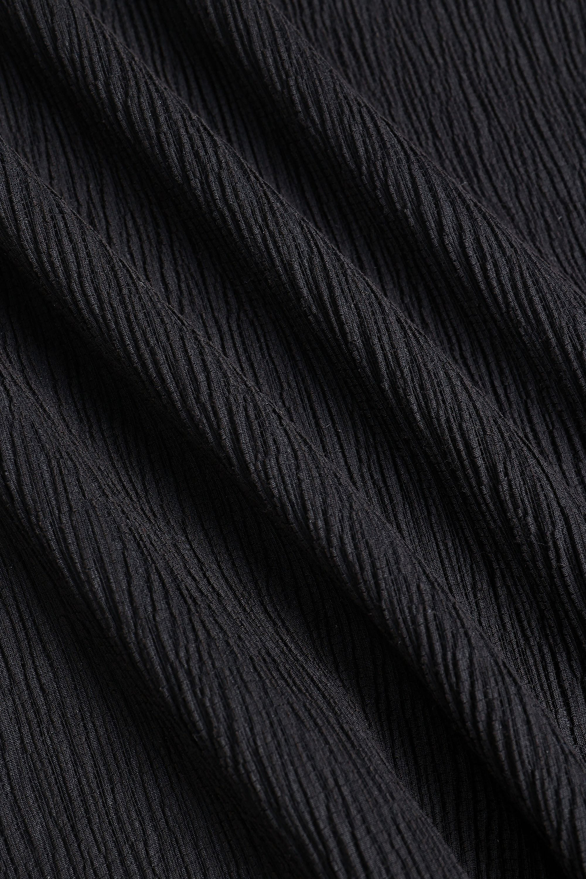 Silvano Crinkled Open Collar Polo - Black