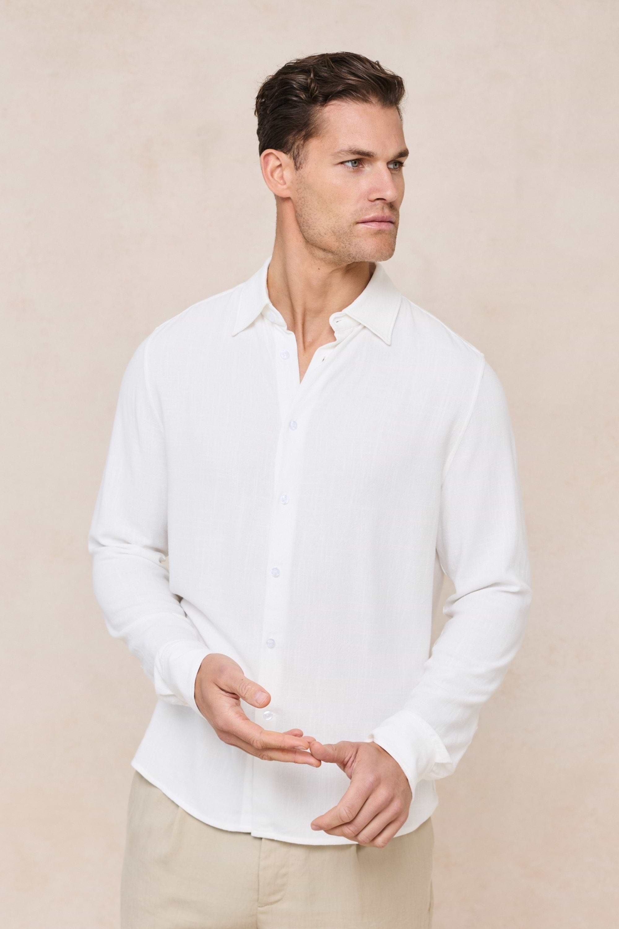Cami Linen Classic Collar Shirt - Ecru