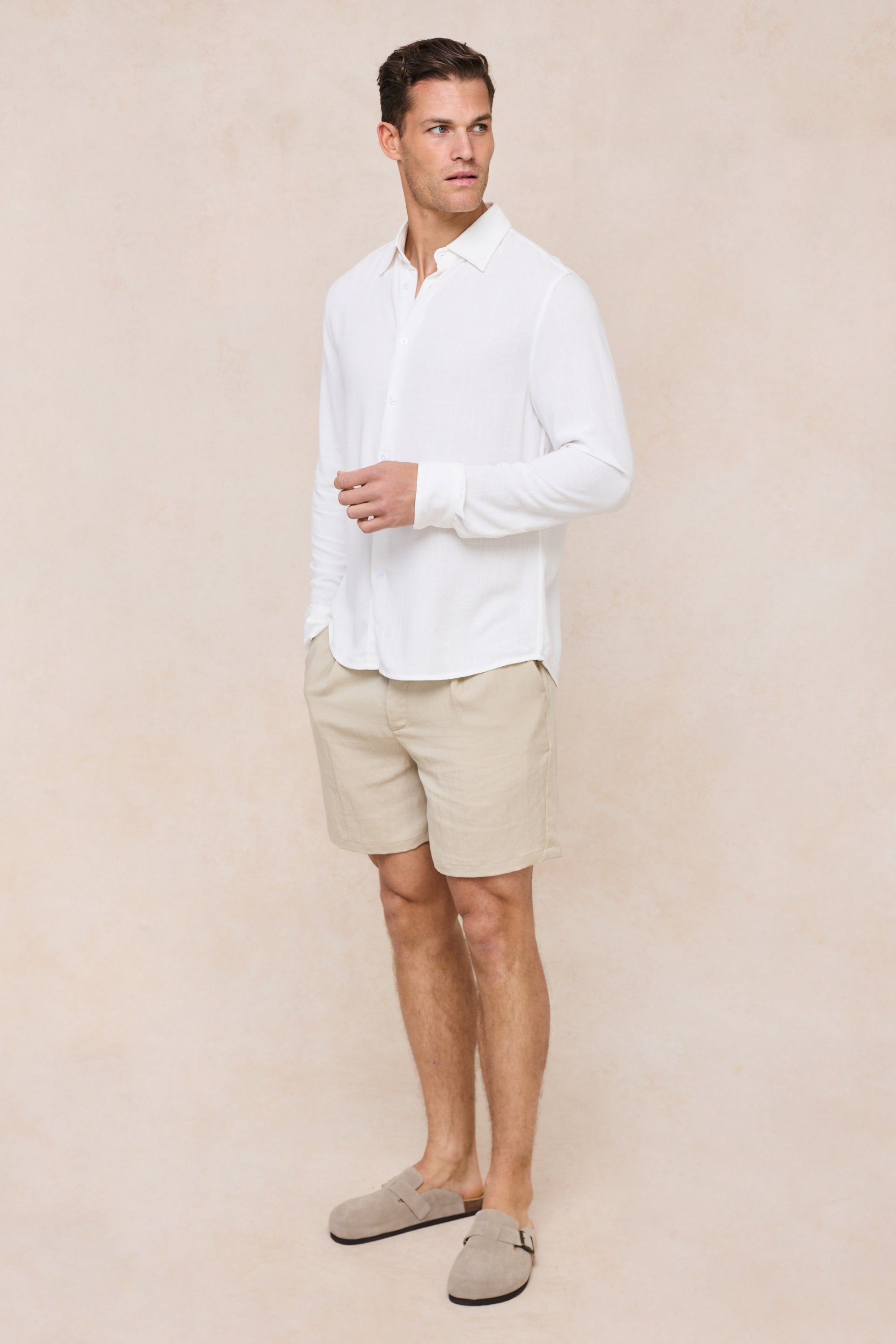 Cami Linen Classic Collar Shirt - Ecru