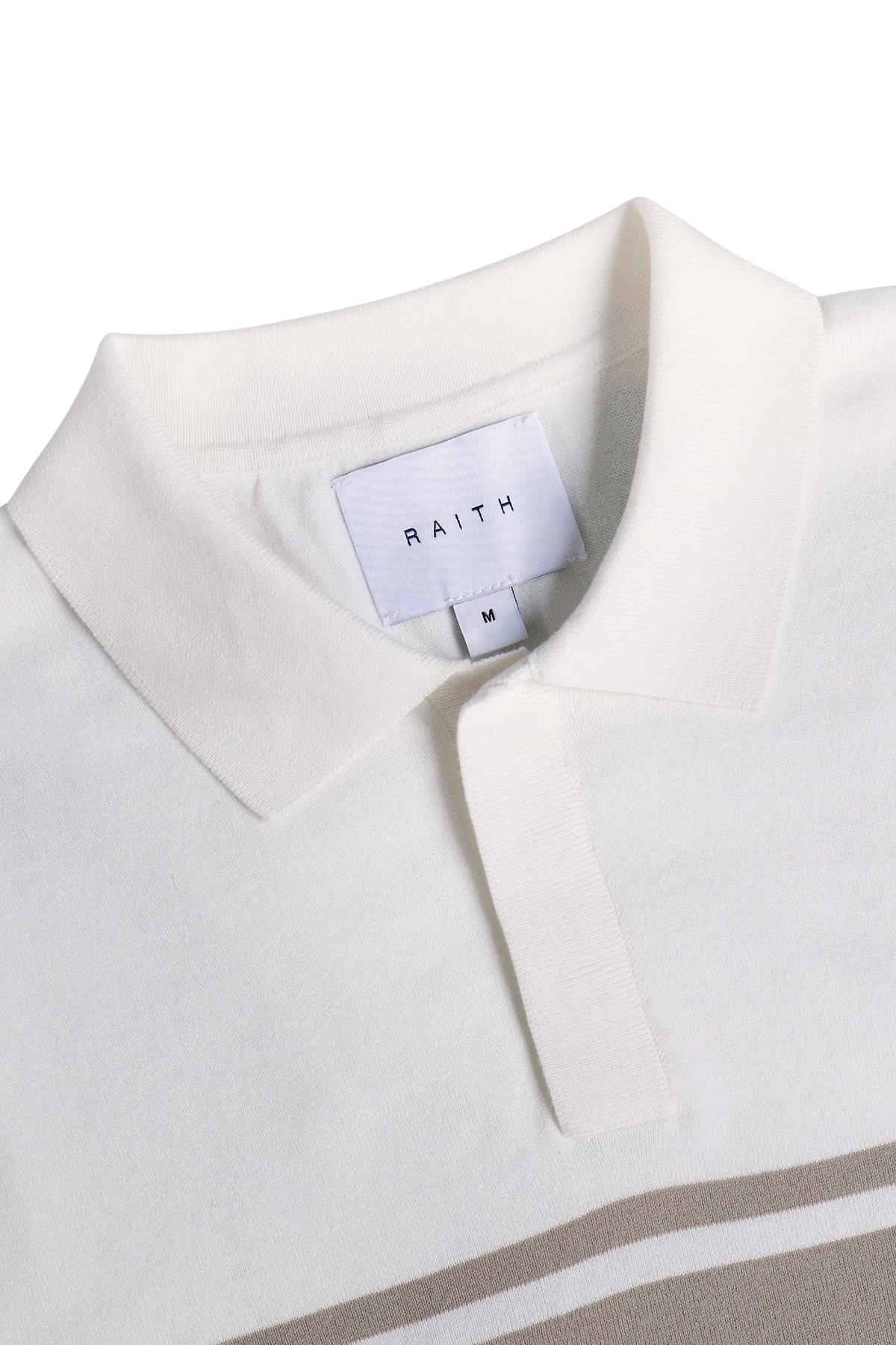Vicolo Gestricktes Poloshirt mit Streifenblock-Muster SS - Ecru/Sand