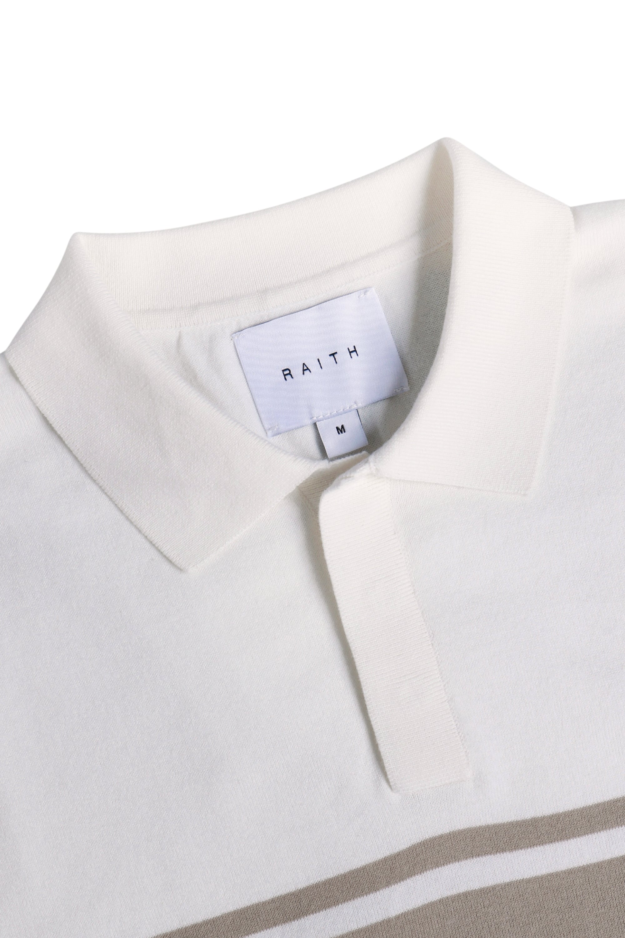 Vicolo Knitted Striped Block Polo SS - Ecru/Sand