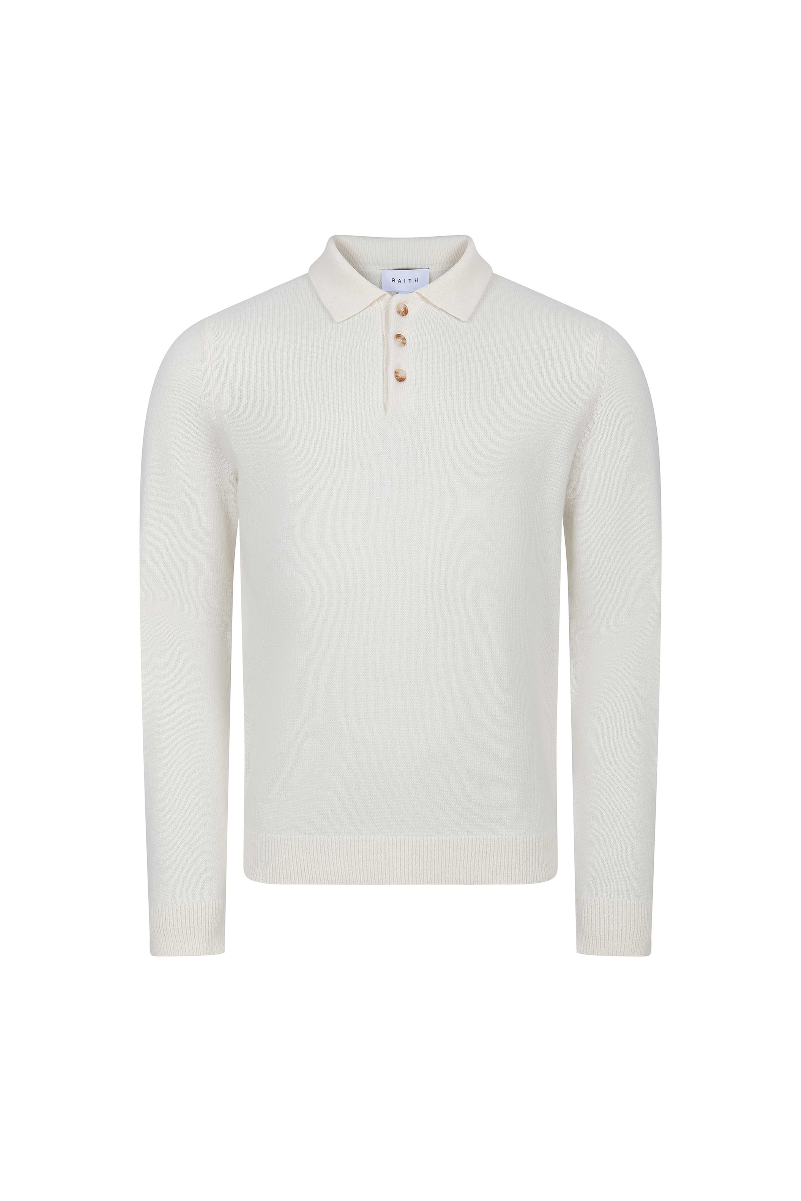 Anders Long Sleeve Polo - Ecru