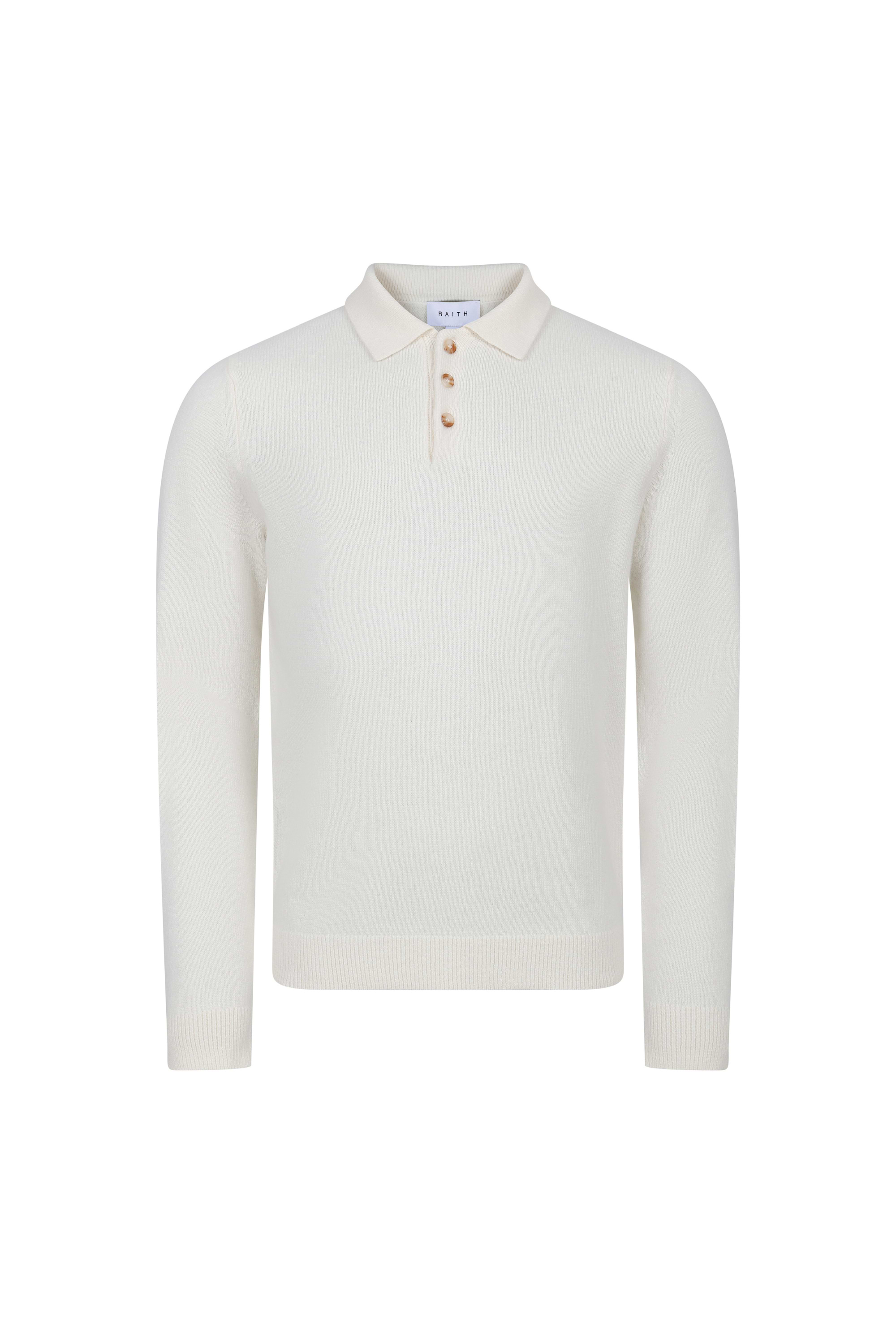 Anders Long Sleeve Polo - Ecru